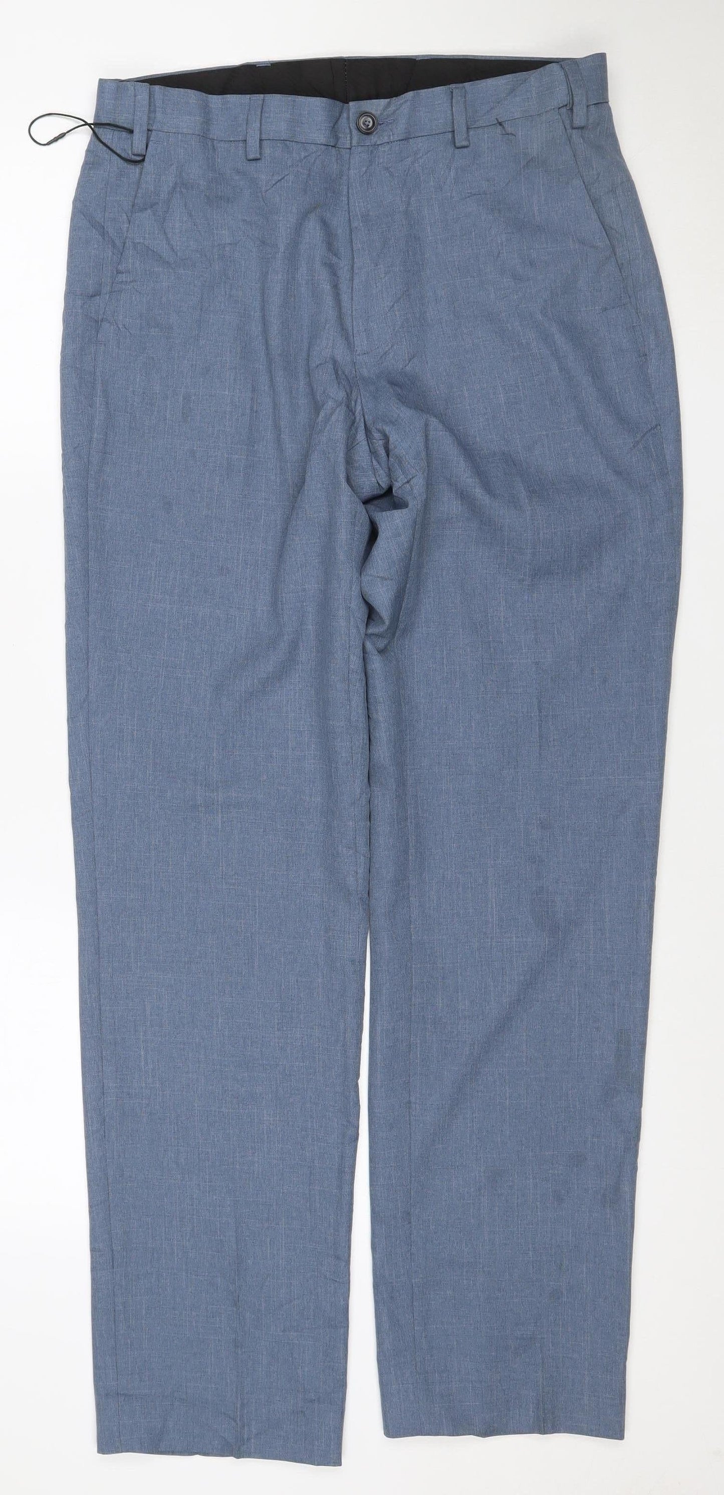Marks and Spencer Men's Blue Regular Fit Chino Trousers 32W