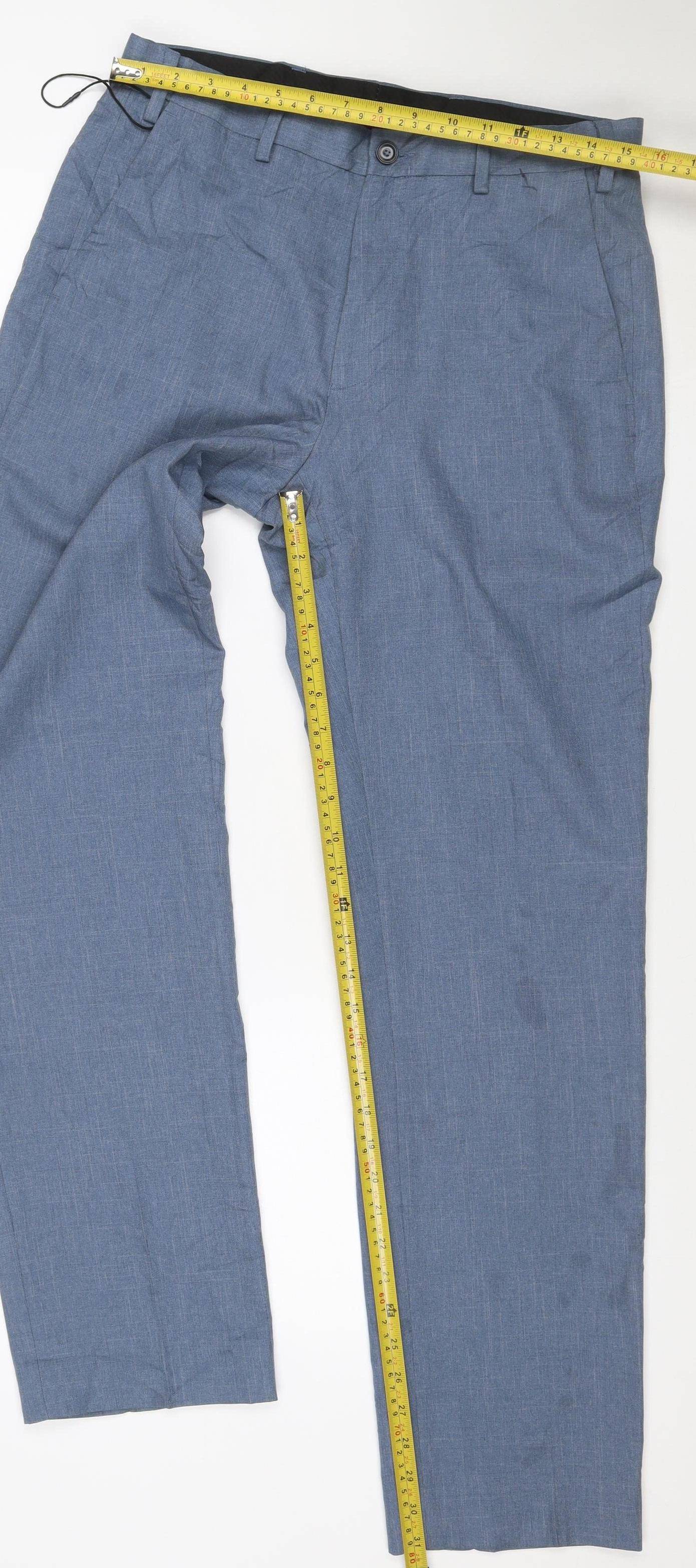 Marks and Spencer Men's Blue Regular Fit Chino Trousers 32W