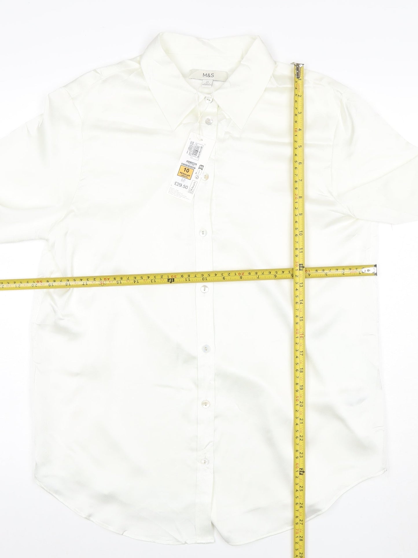 Marks and Spencer Women White Button-Up Blouse Size 10 Regular