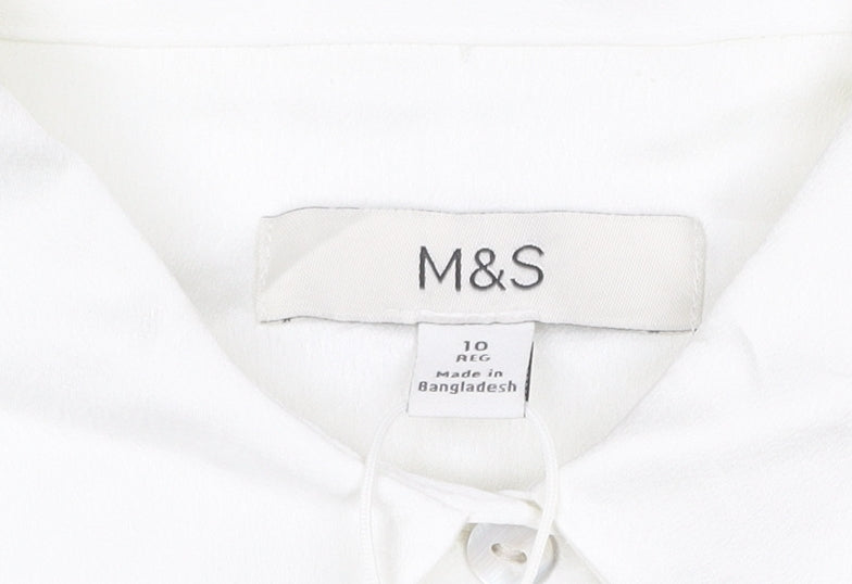 Marks and Spencer Women White Button-Up Blouse Size 10 Regular