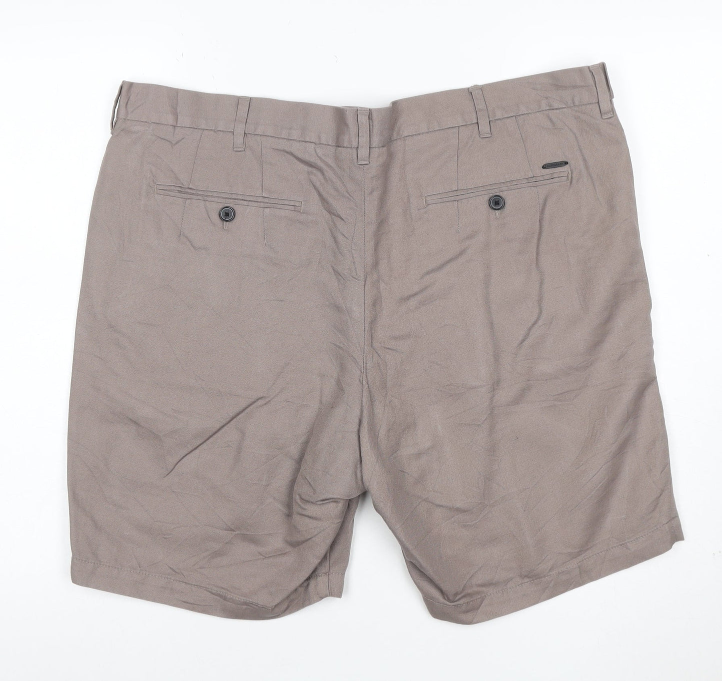 Marks and Spencer Men’s Brown Chino Pleated Shorts 42in Linen Blend
