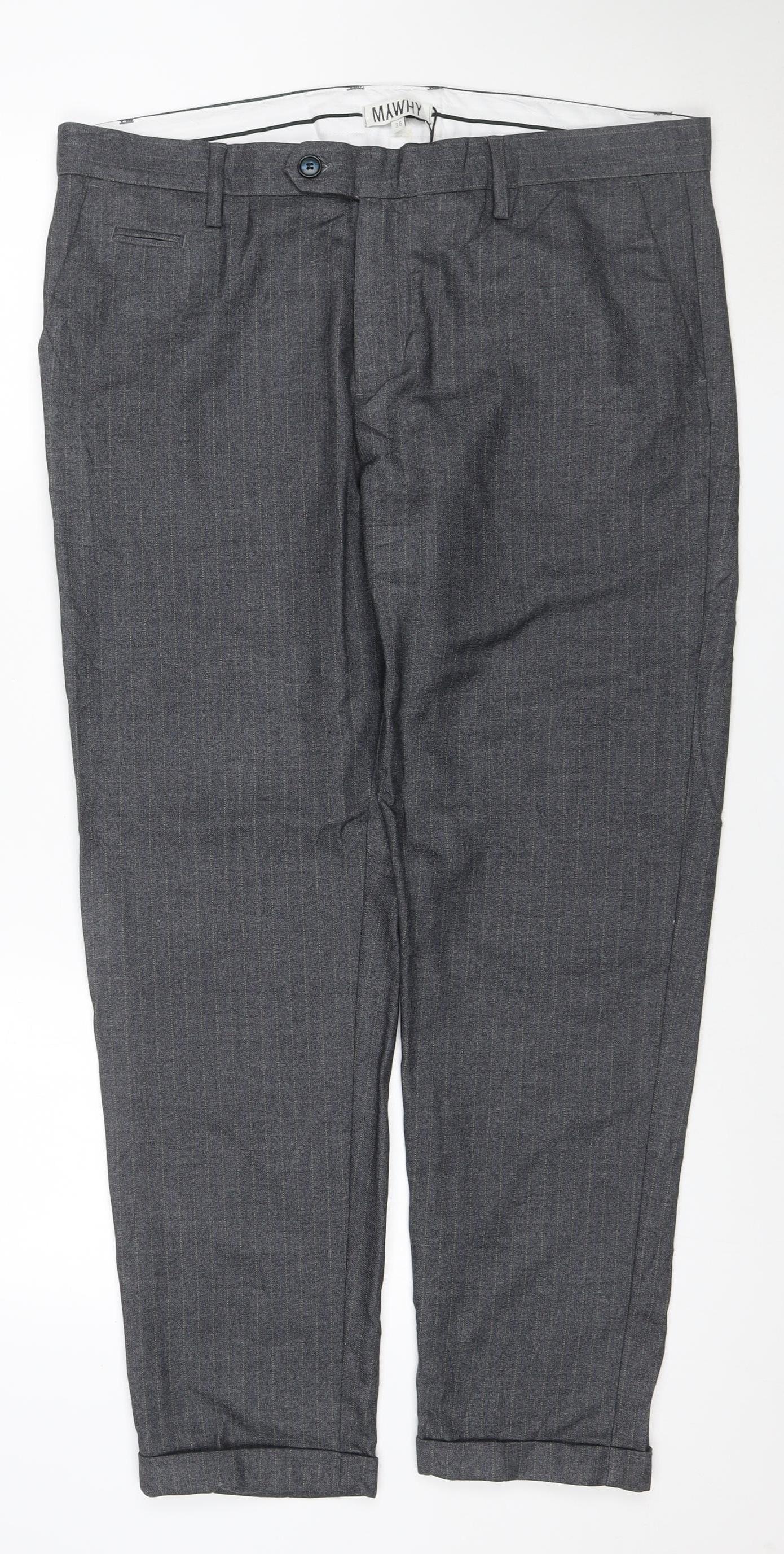 MAWHY Men's Grey Dress Pants Size 36 Regular Fit Trousers