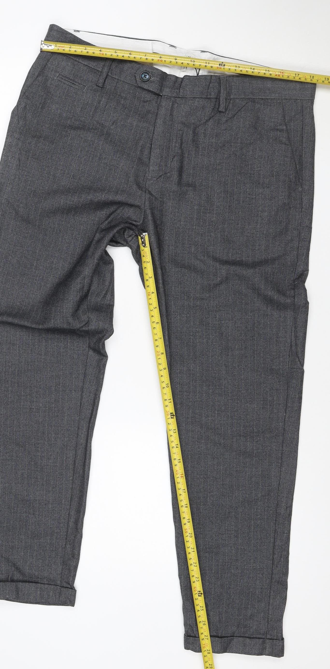 MAWHY Men's Grey Dress Pants Size 36 Regular Fit Trousers