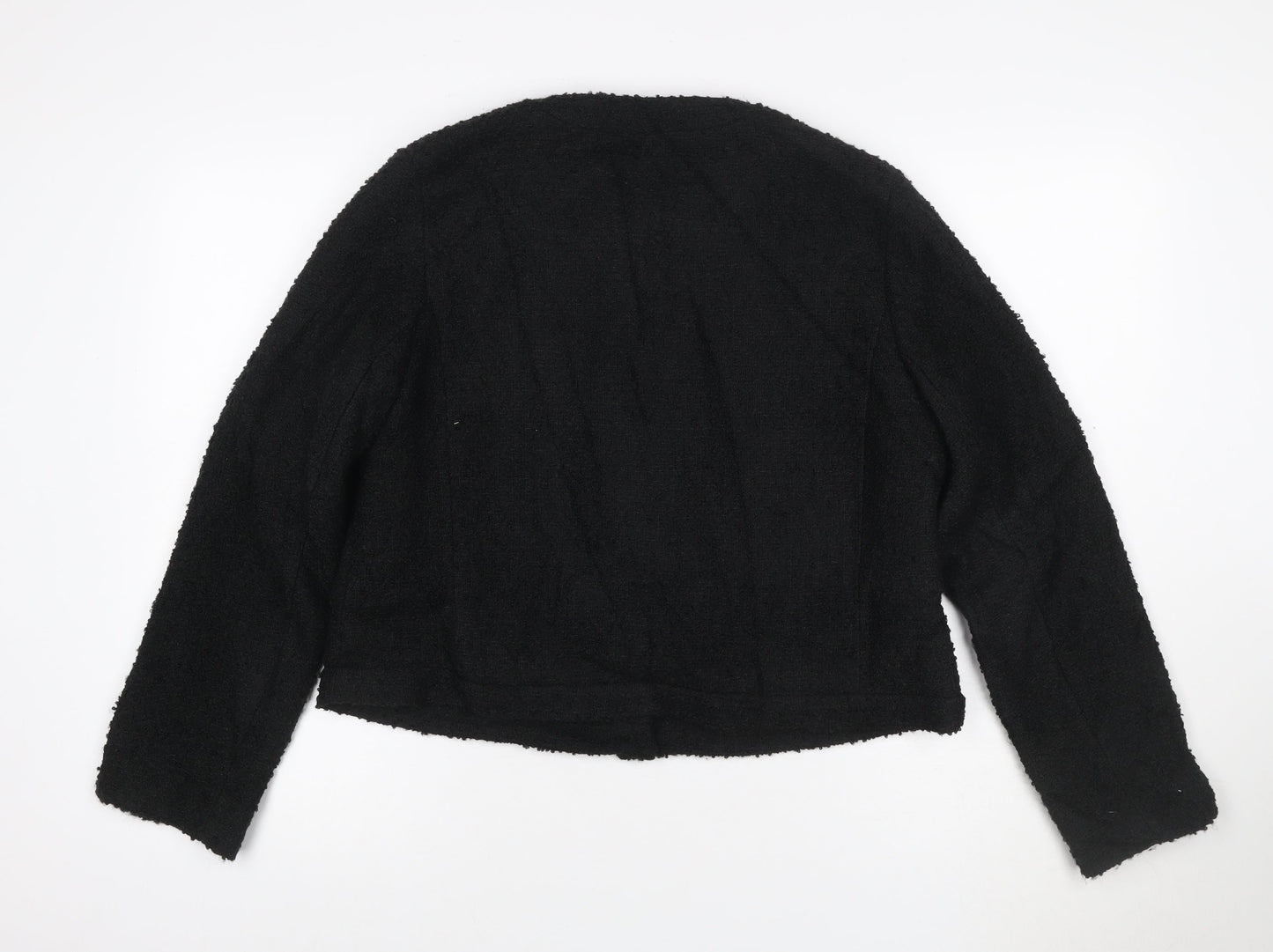 Marks and Spencer Women's Black Tweed Short Button Jacket Size 14