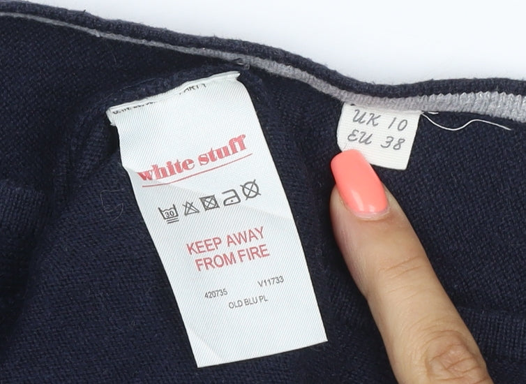 White Stuff Women's Blue Cotton Crew Neck Jumper Size 10