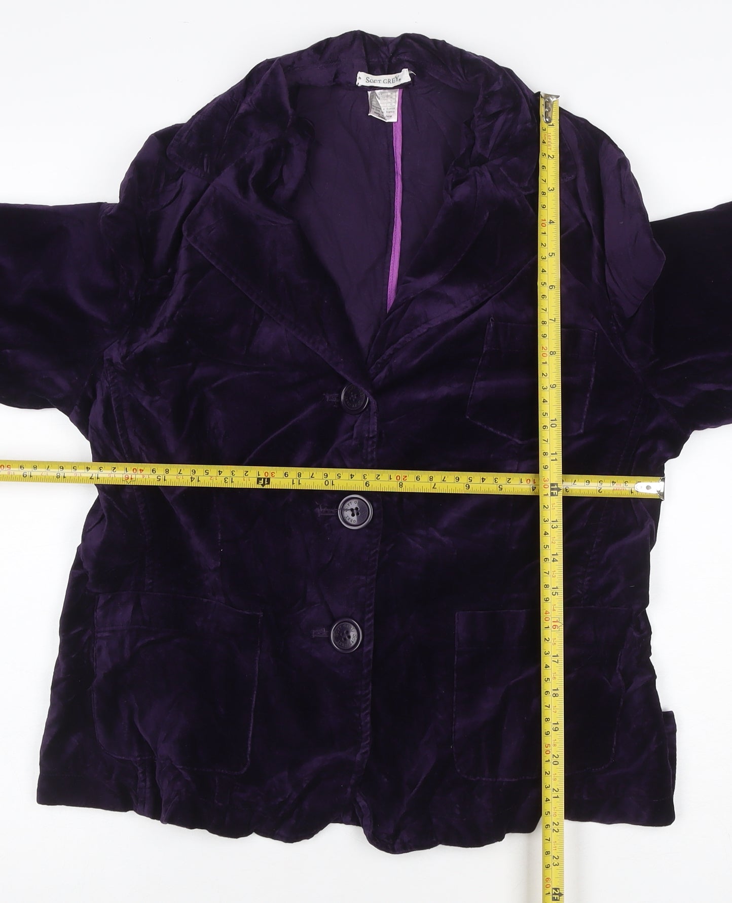 Soft Grey Women's Purple Velvet Blazer Jacket Size 14