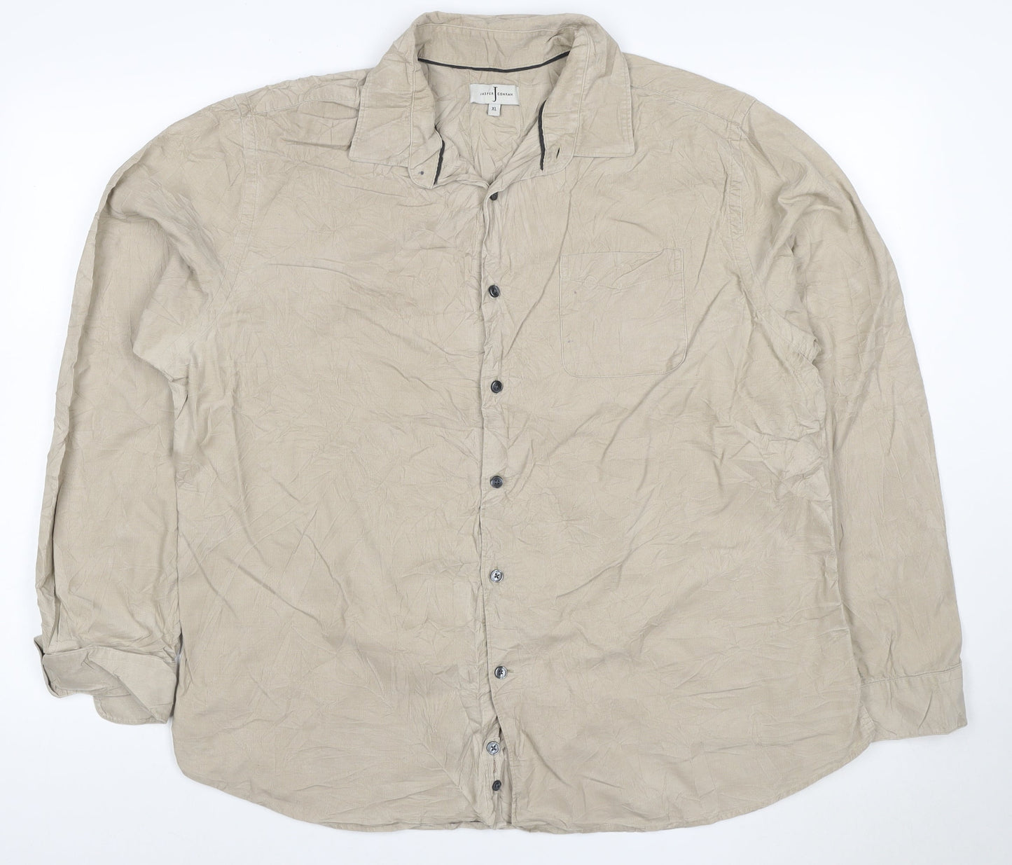 Jasper Conran Men's Beige Cotton Linen Long Sleeve Shirt XL