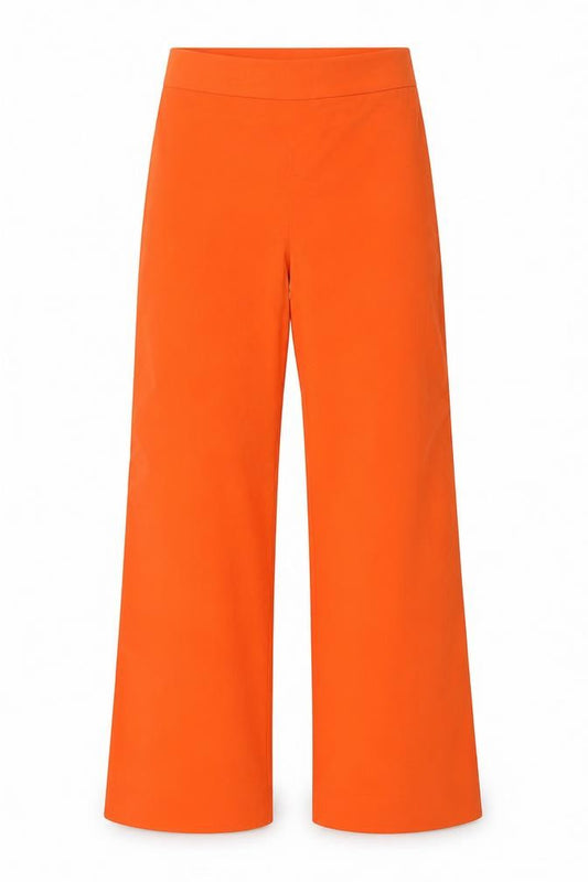 Zara Womens Orange Wide-Leg Crepe Trousers XS High Rise