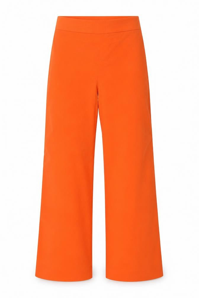 Zara Womens Orange Wide-Leg Crepe Trousers XS High Rise