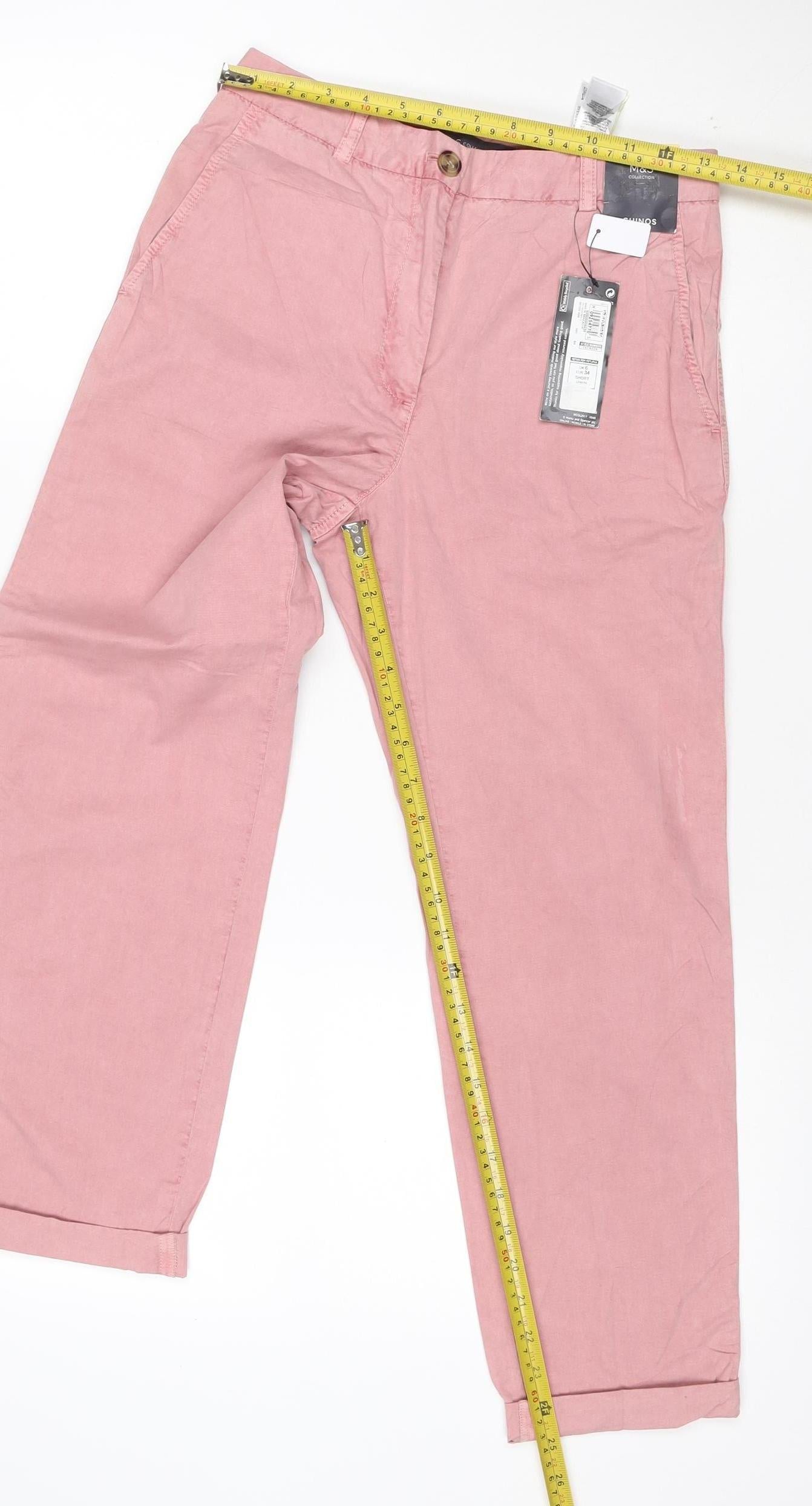 Marks and Spencer Women Pink Straight Cotton Jeans Size 6