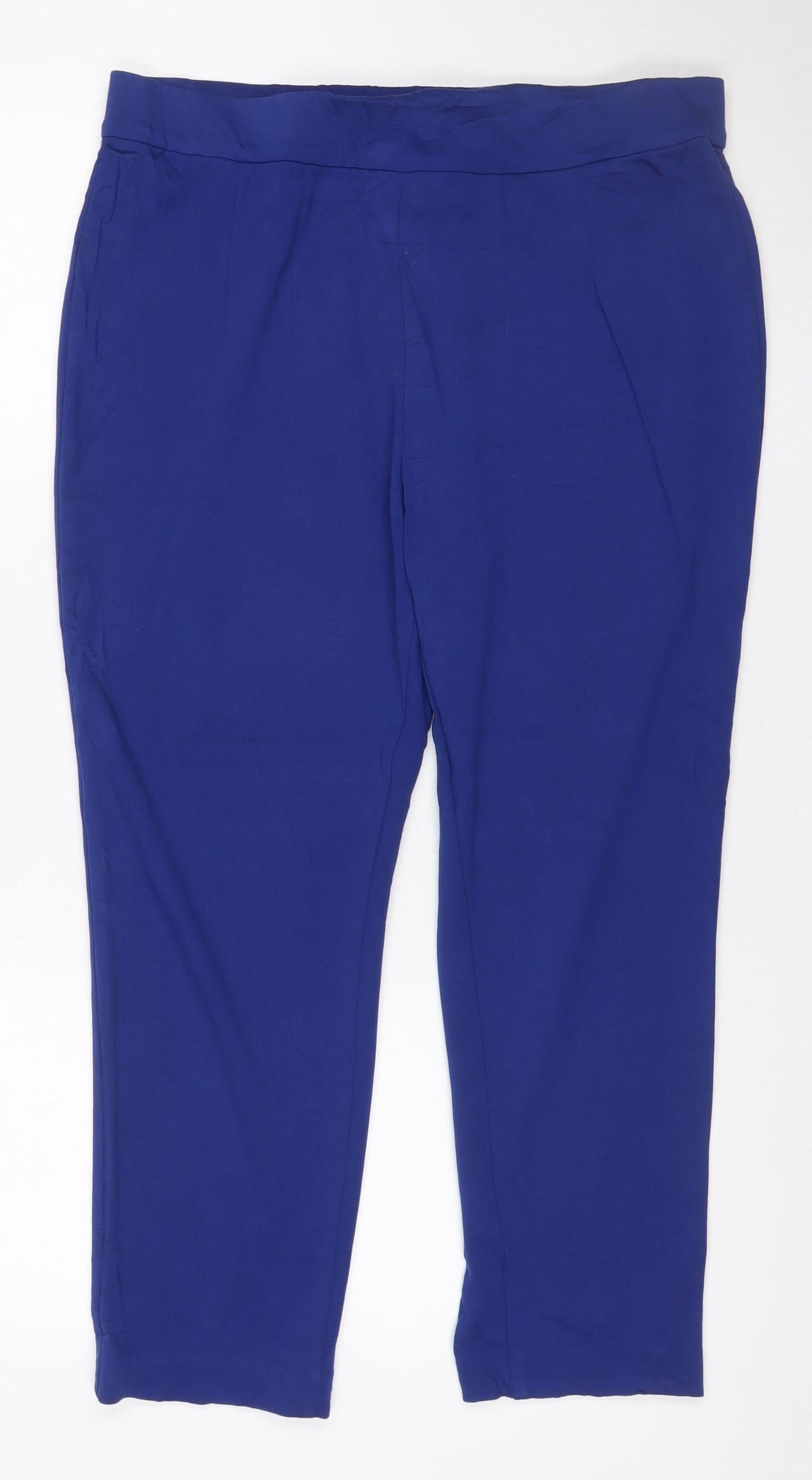 Marks and Spencer Women Blue Size 16 Short Straight Leg Trousers