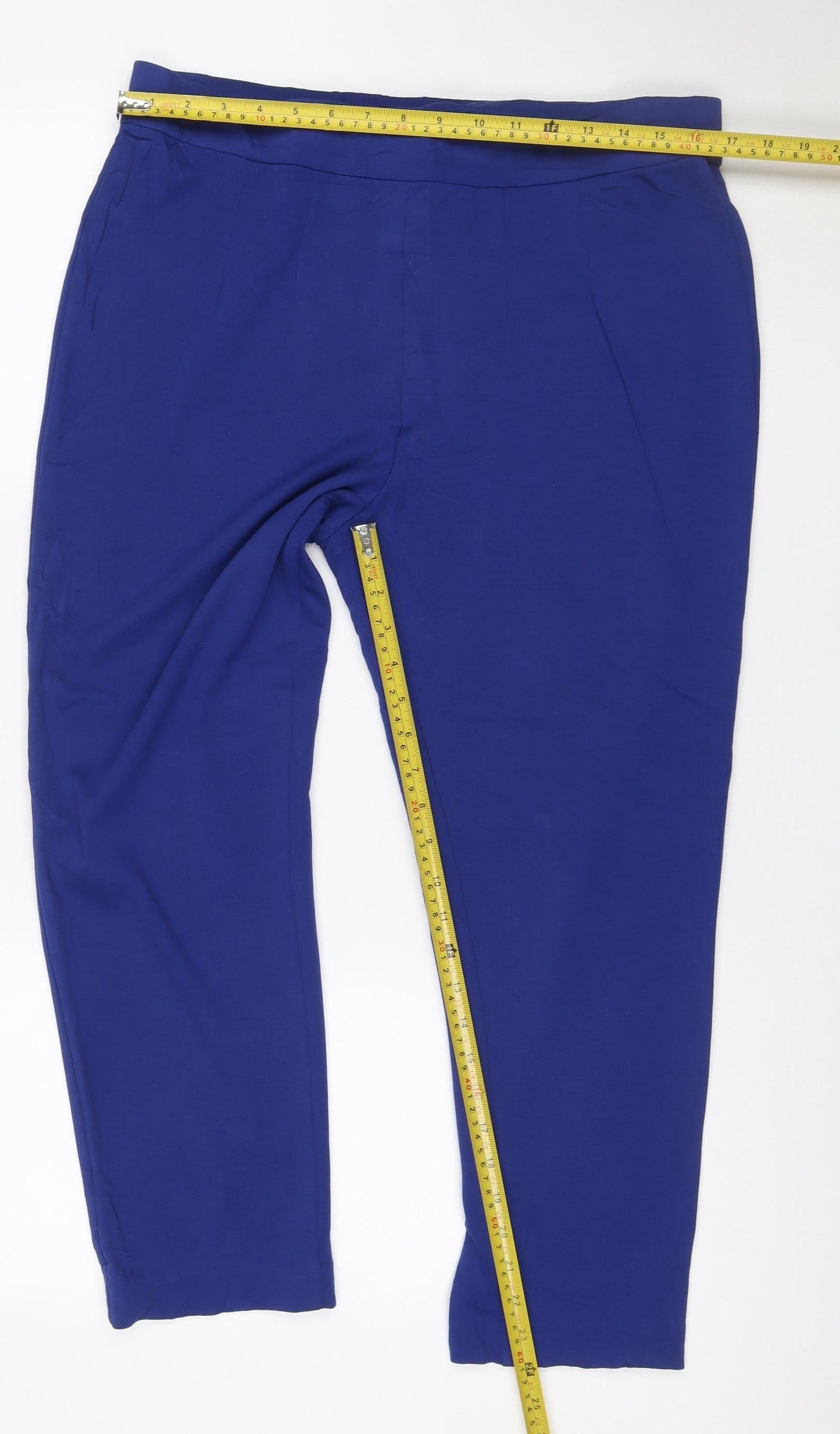 Marks and Spencer Women Blue Size 16 Short Straight Leg Trousers
