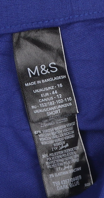 Marks and Spencer Women Blue Size 16 Short Straight Leg Trousers