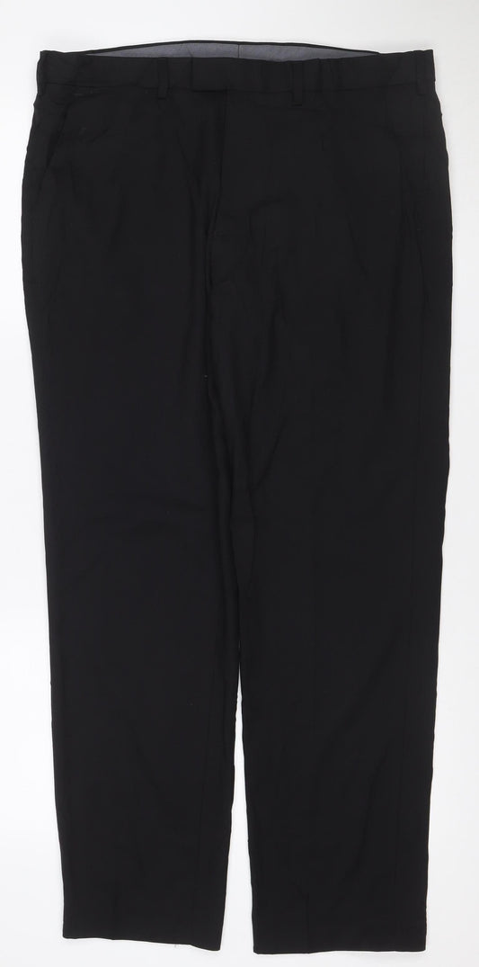 Marks and Spencer Men's Black 36 Regular Fit Dress Trousers