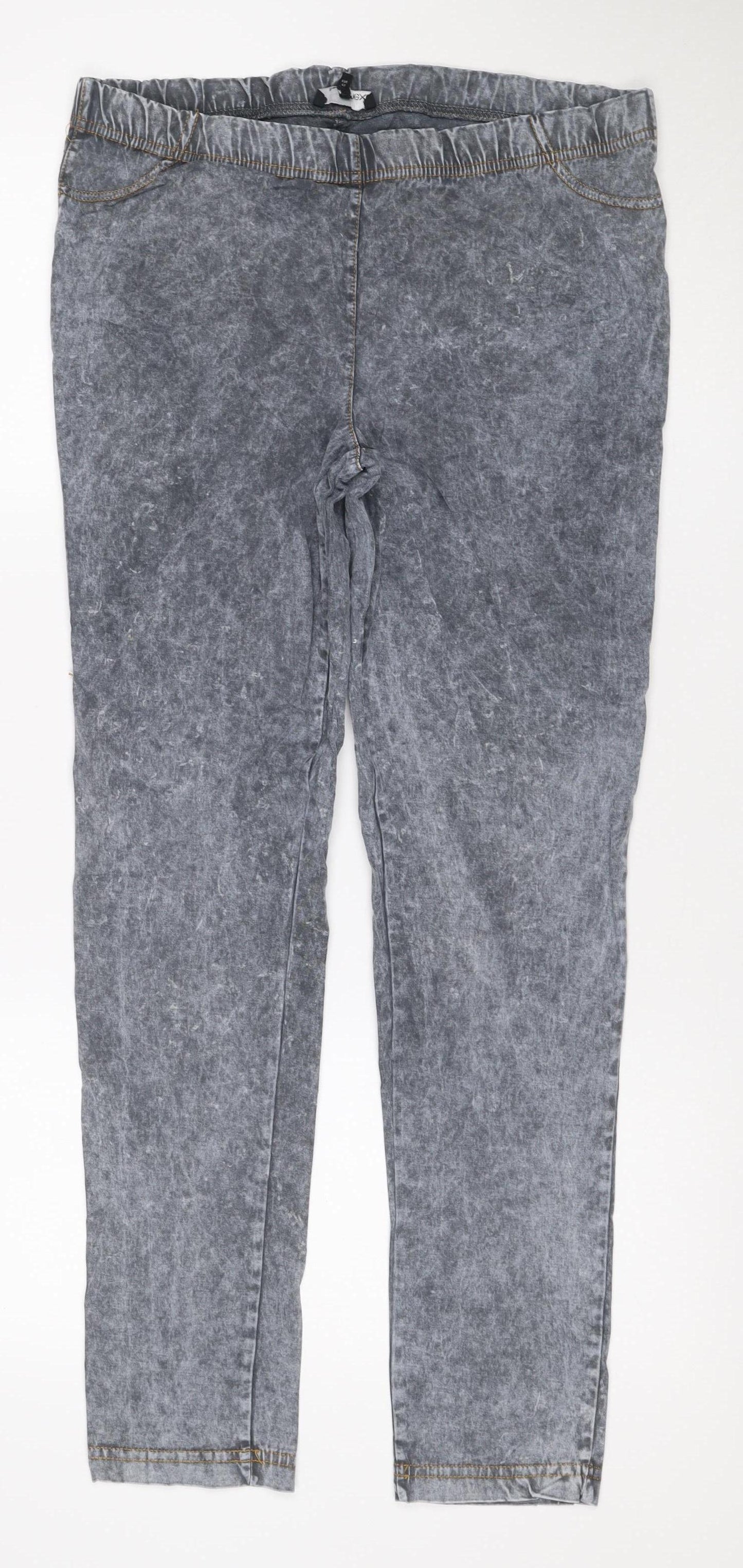 Next Womens Grey Acid Wash Jegging Jeans Size 14 Elastic Waist