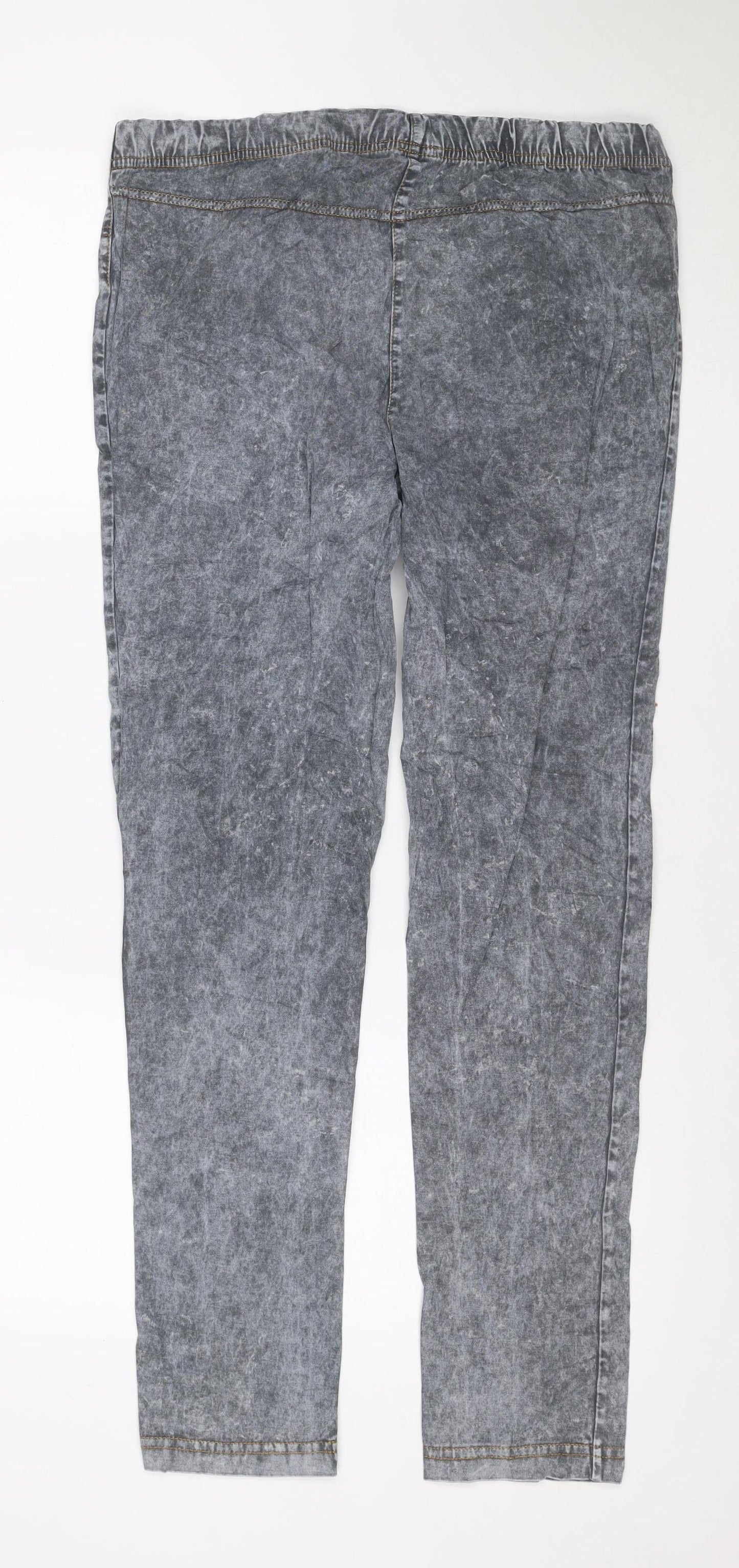 Next Womens Grey Acid Wash Jegging Jeans Size 14 Elastic Waist