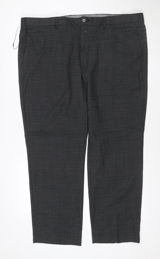 Marks and Spencer Men's Grey Wool Blend Regular Fit Dress Pants 42 Short