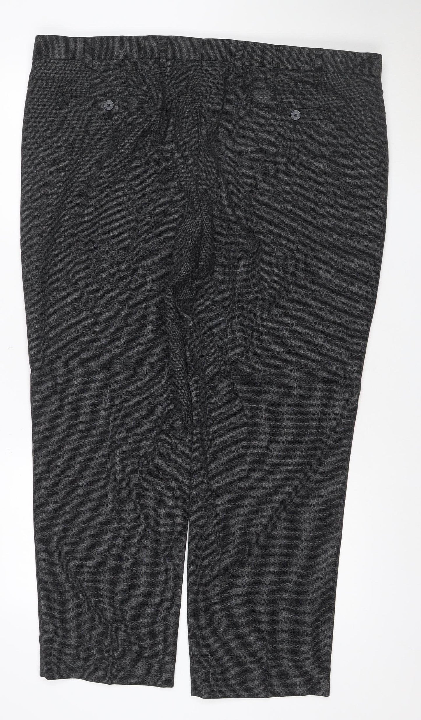 Marks and Spencer Men's Grey Wool Blend Regular Fit Dress Pants 42 Short