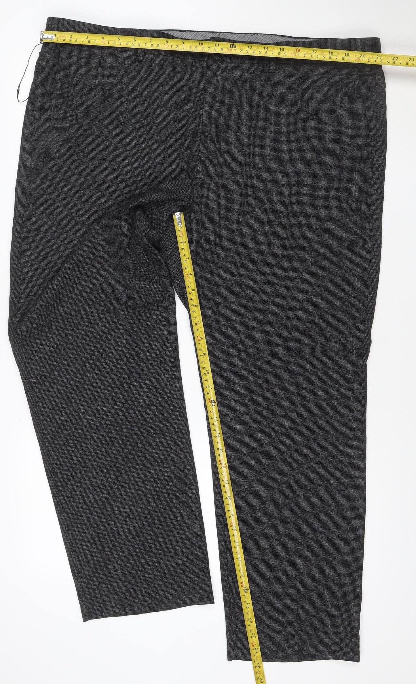 Marks and Spencer Men's Grey Wool Blend Regular Fit Dress Pants 42 Short
