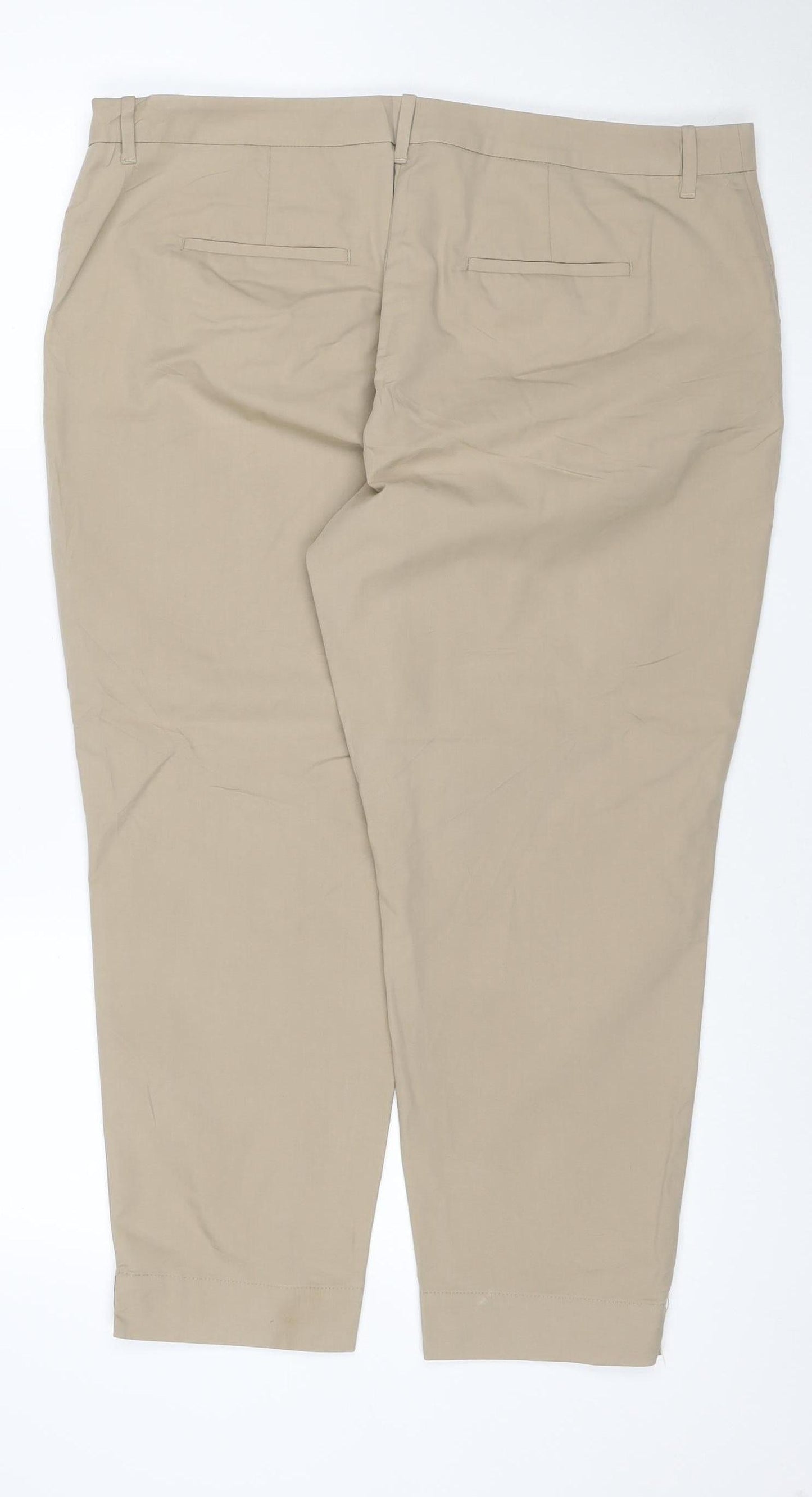 Marks and Spencer Women's Beige Chino Trousers Size 18 Cotton Blend