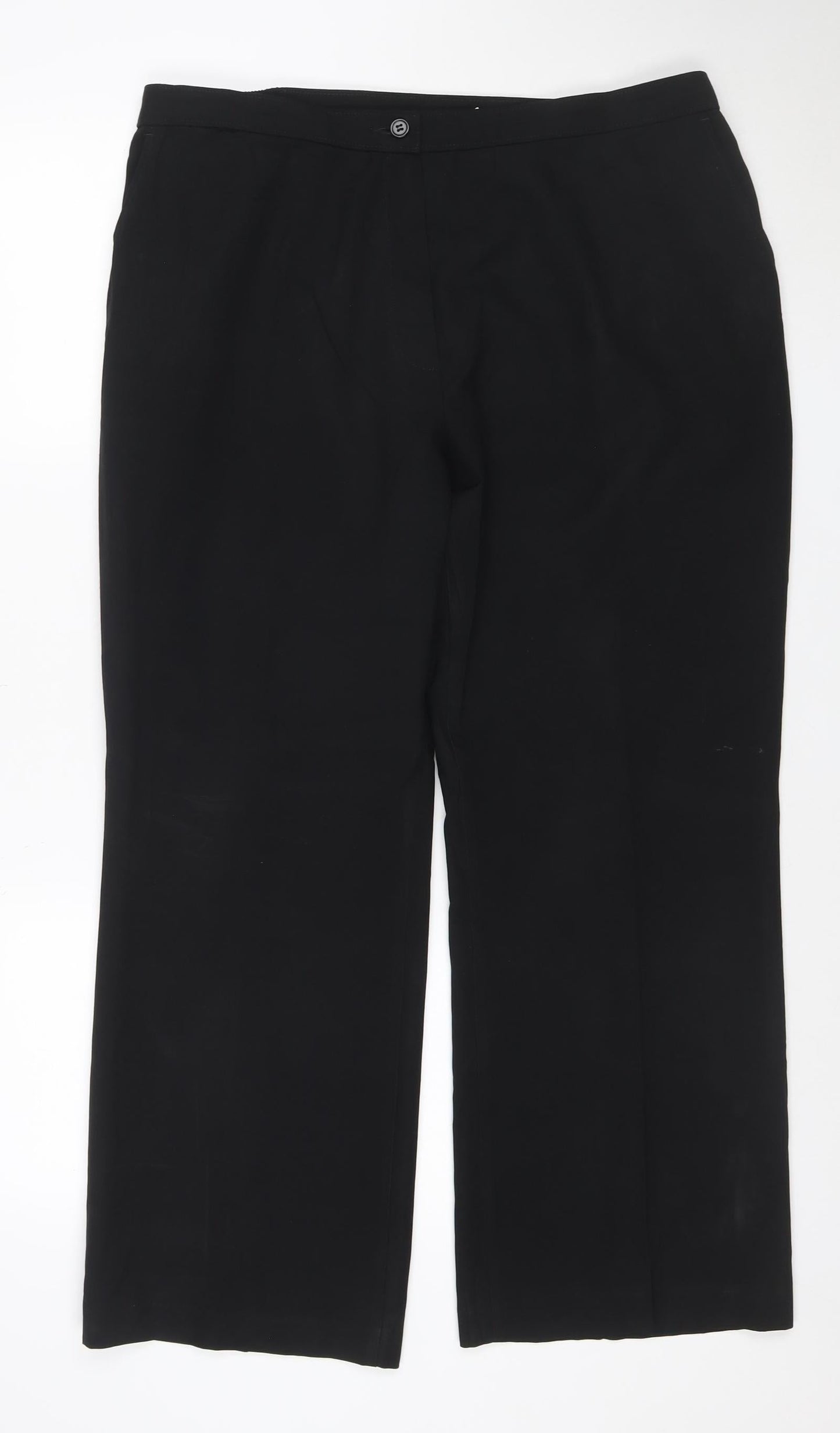 Marks and Spencer Women Black UK 18 Short Polyester Straight Trousers