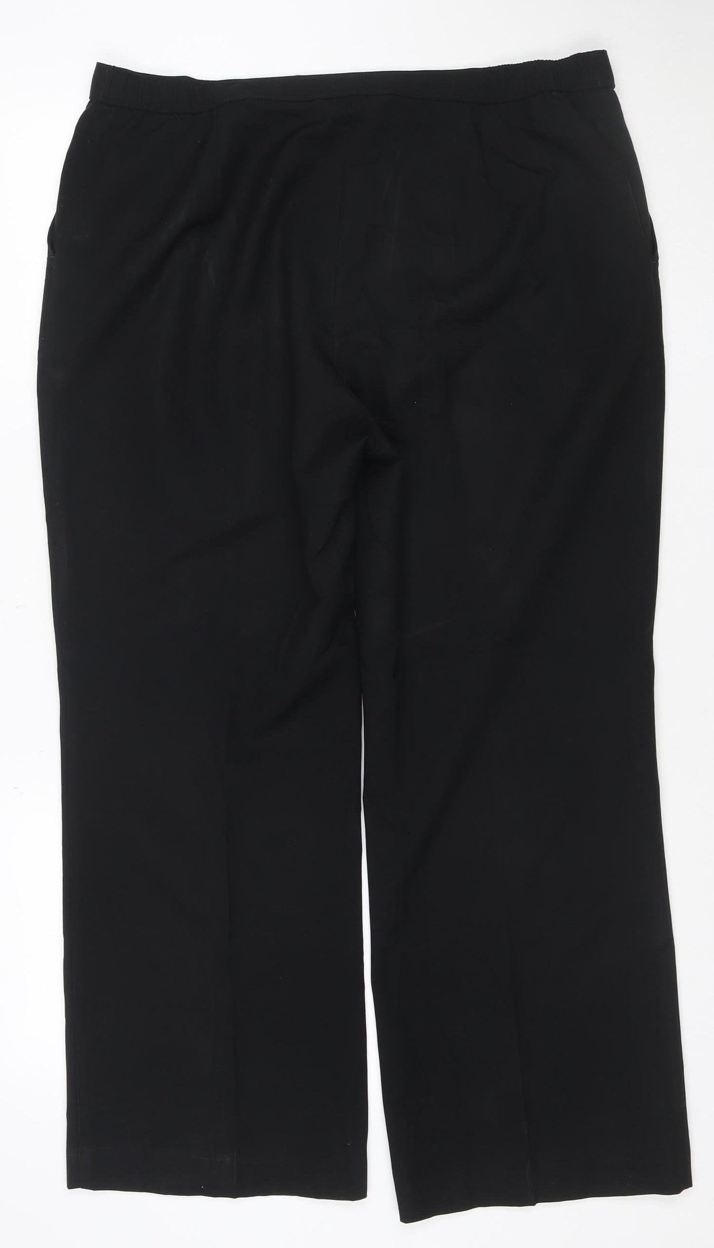 Marks and Spencer Women Black UK 18 Short Polyester Straight Trousers