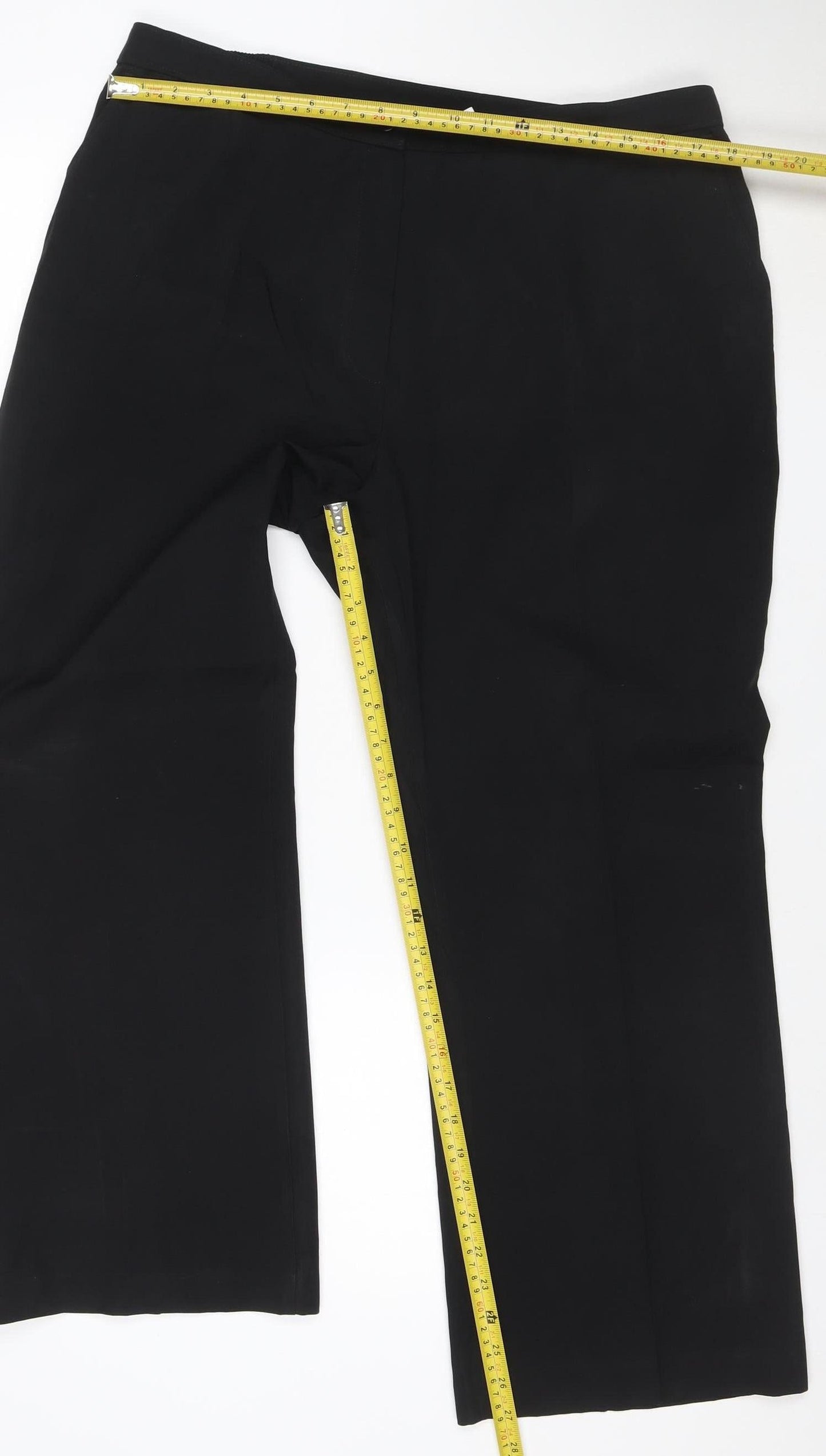 Marks and Spencer Women Black UK 18 Short Polyester Straight Trousers