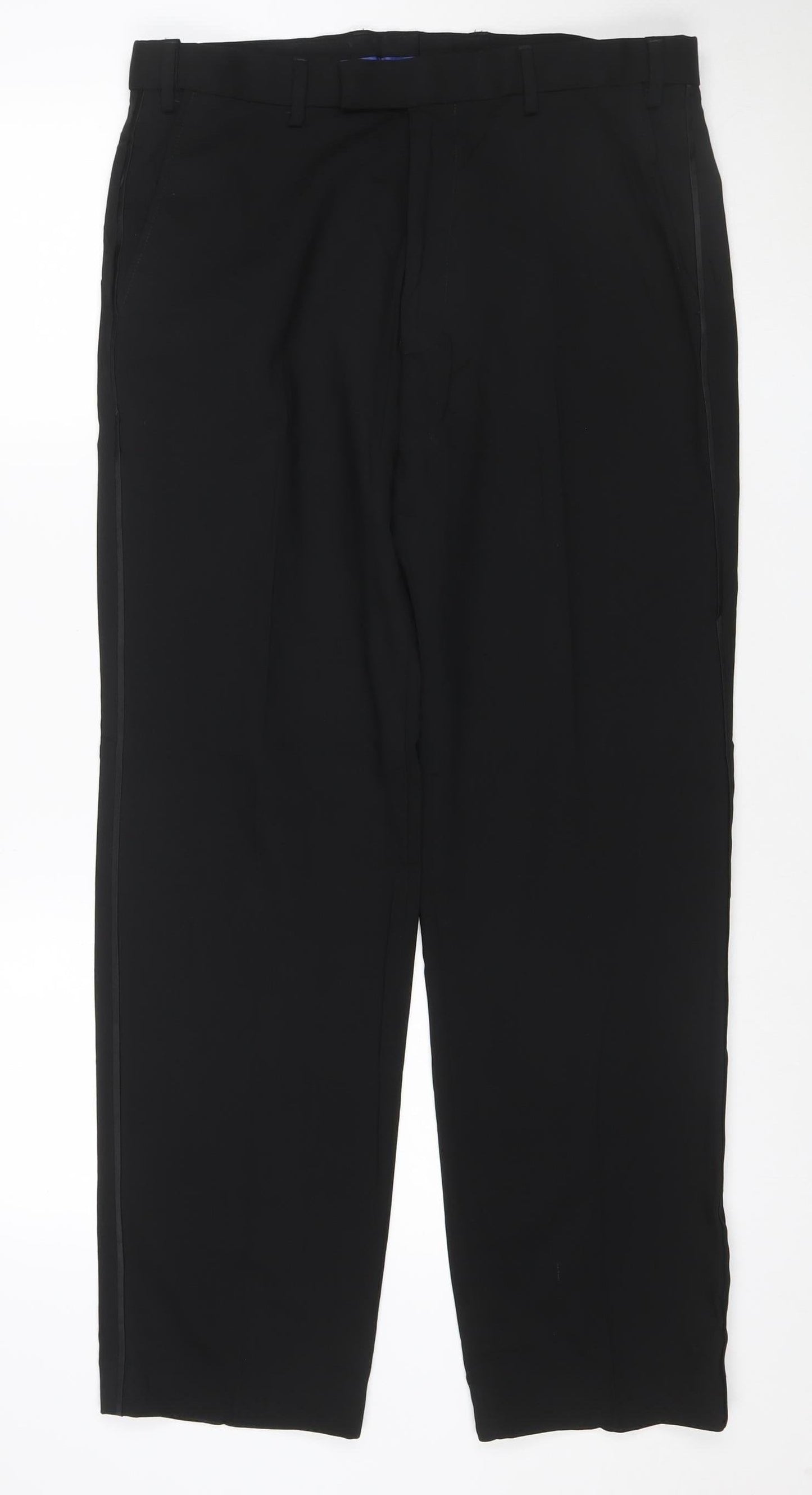 Marks and Spencer Womens Black Wool Blend Regular Dress Pants 34in Waist