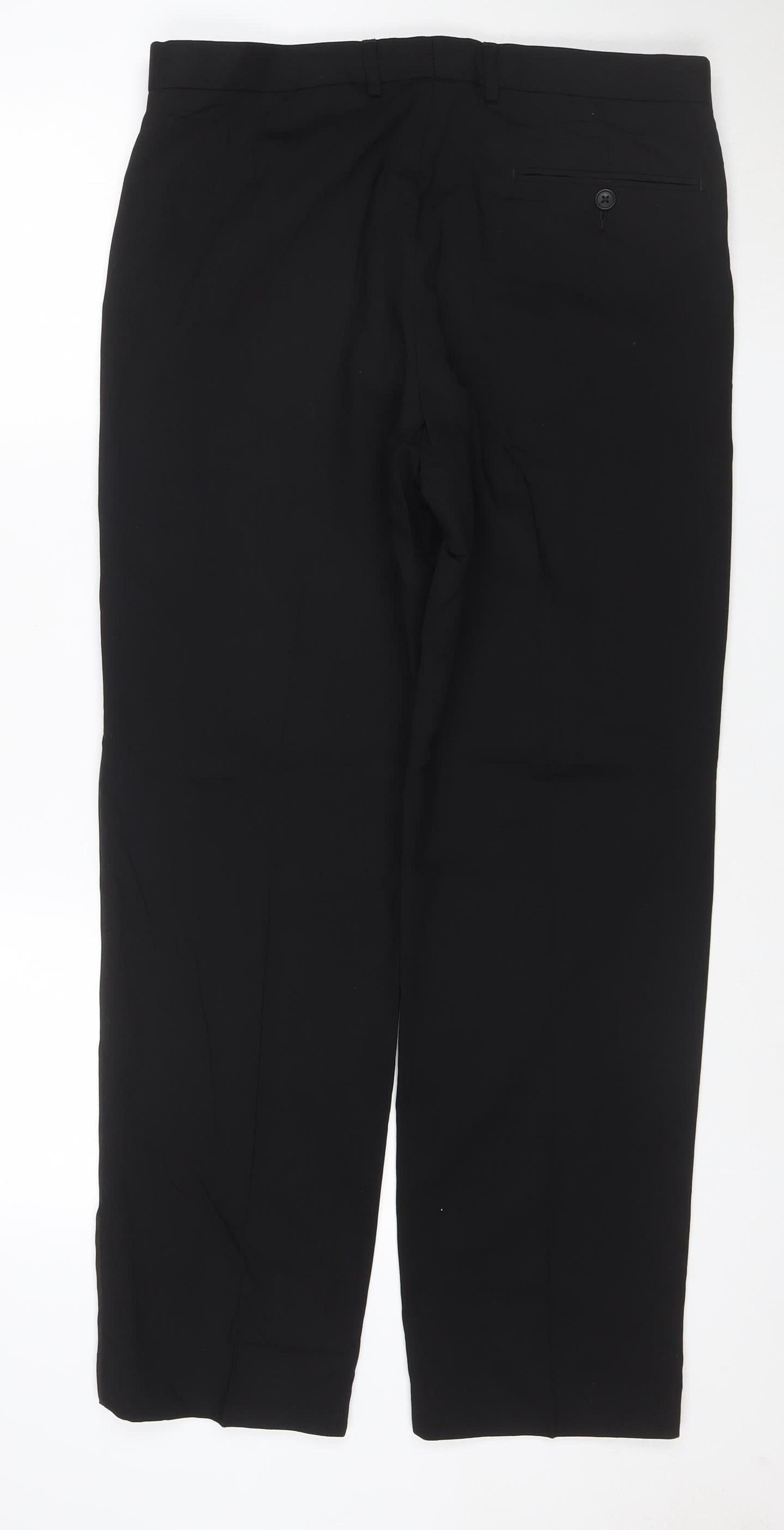 Marks and Spencer Womens Black Wool Blend Regular Dress Pants 34in Waist