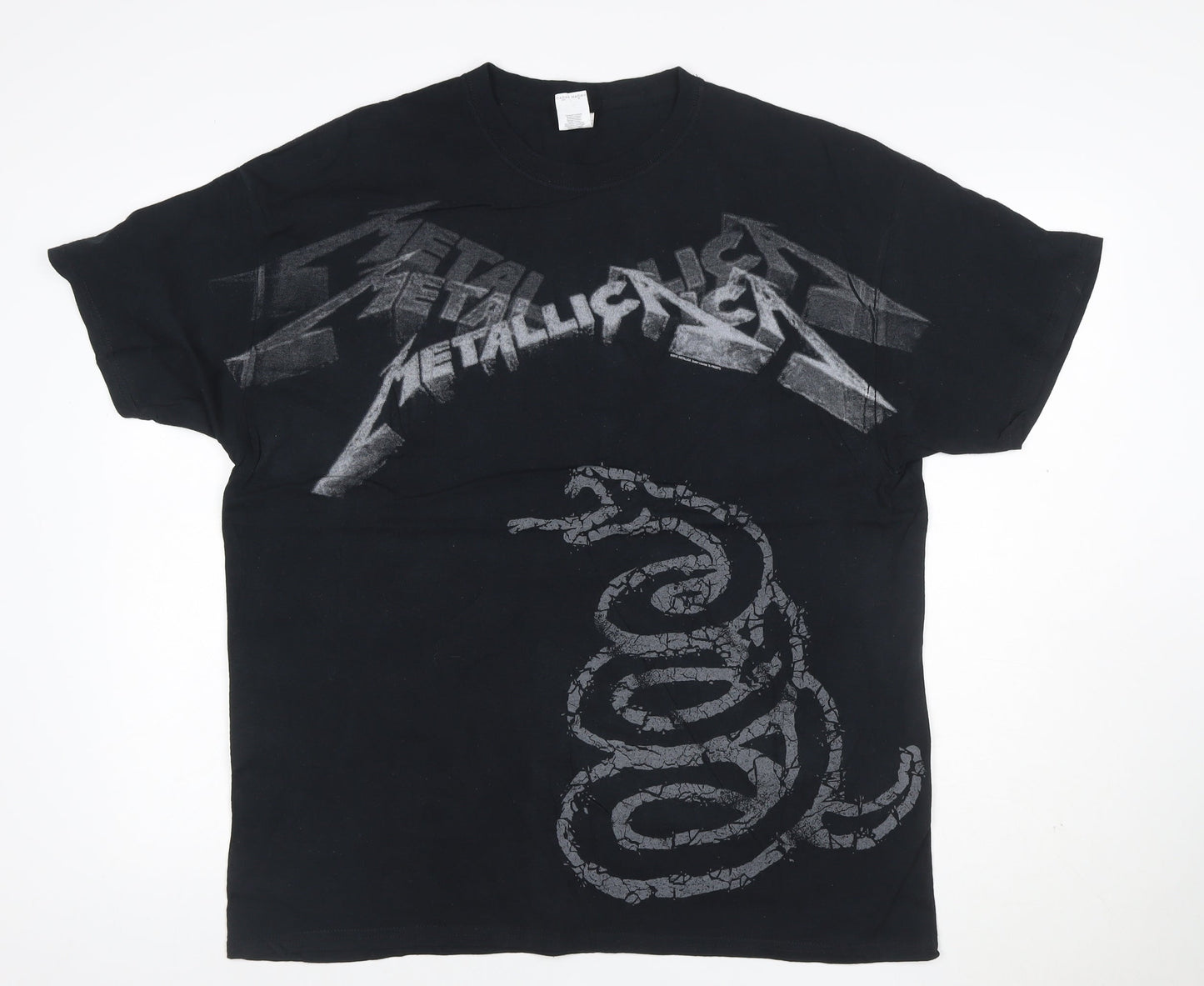 Gildan Men's Black XL Metallica 1991 Band Graphic Heavy Cotton T-Shirt