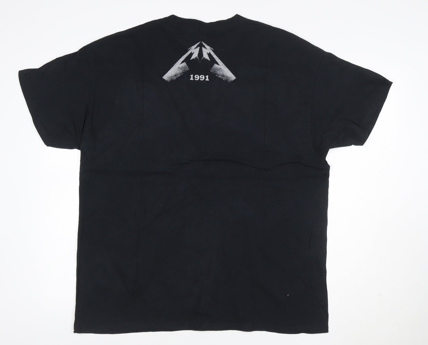 Gildan Men's Black XL Metallica 1991 Band Graphic Heavy Cotton T-Shirt