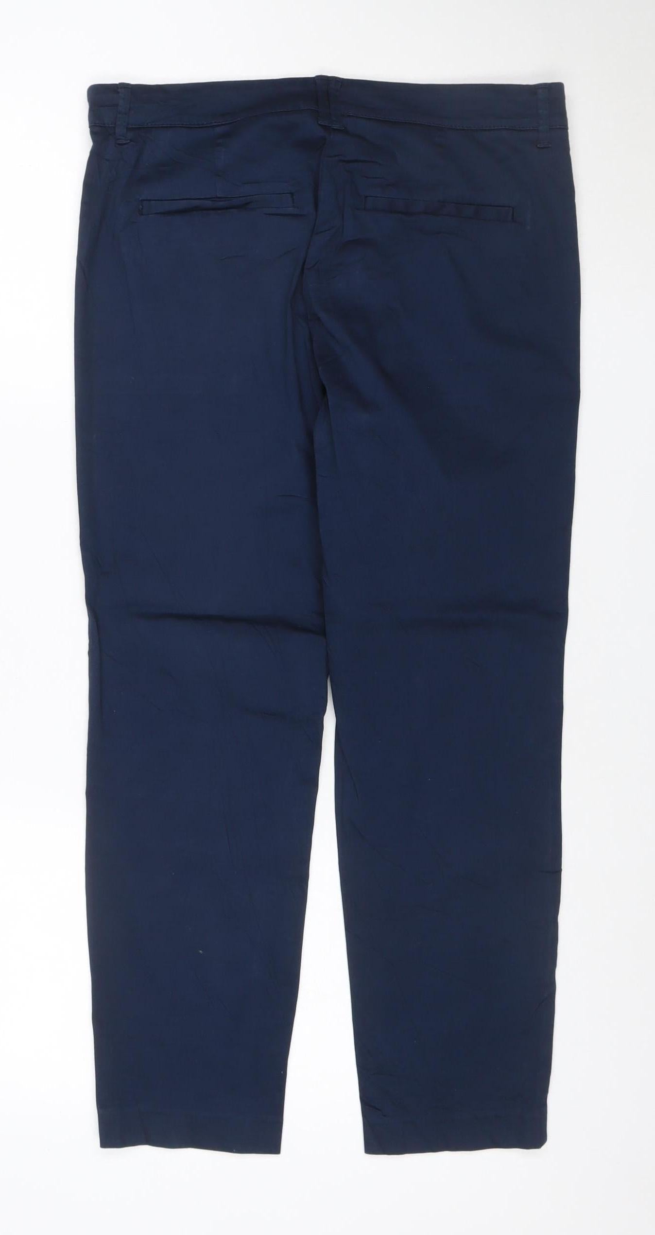 Marks and Spencer Womens Blue Chino Trousers Size 12 Regular Fit