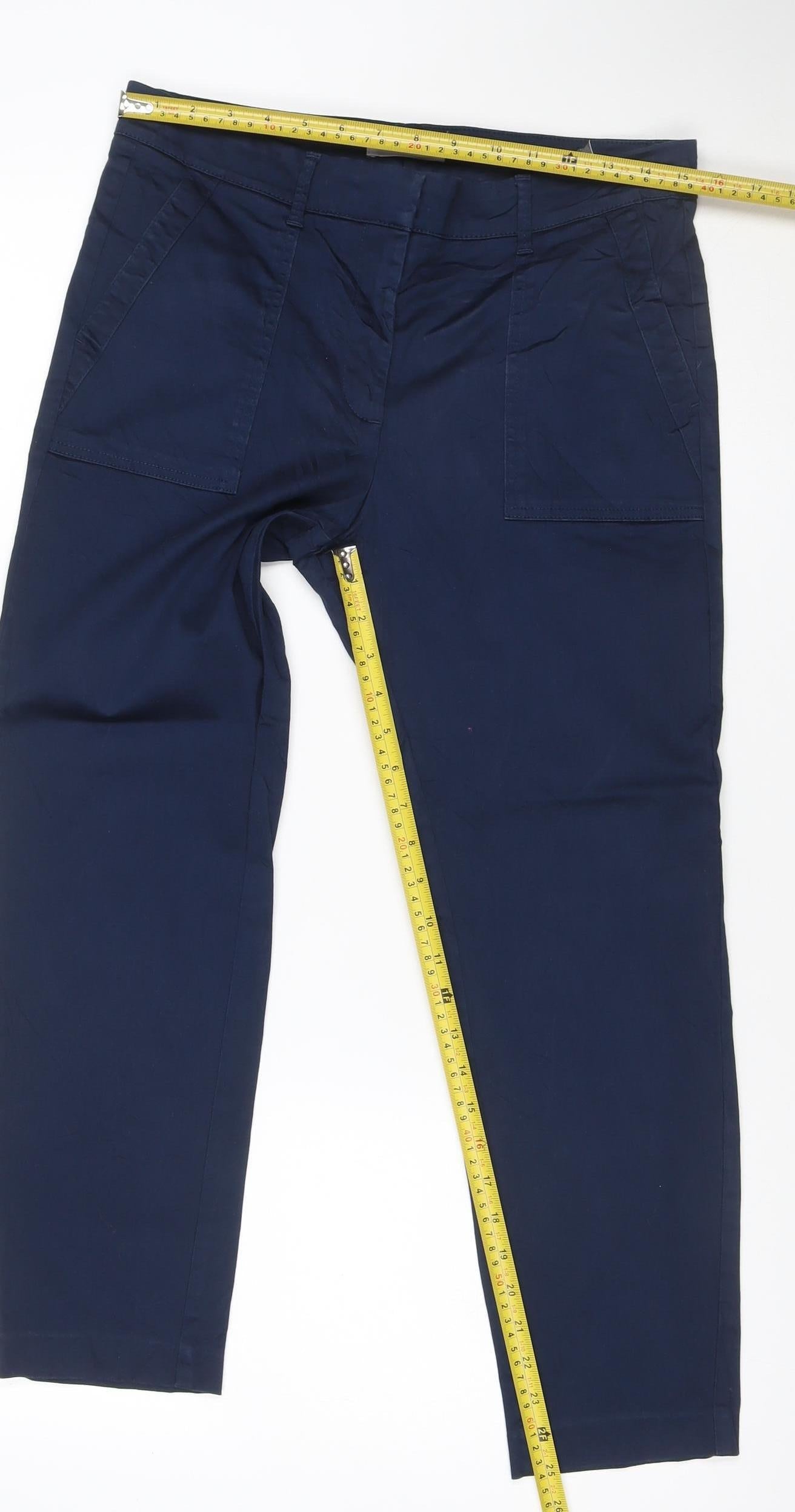 Marks and Spencer Womens Blue Chino Trousers Size 12 Regular Fit