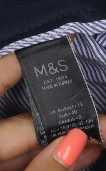 Marks and Spencer Womens Blue Chino Trousers Size 12 Regular Fit