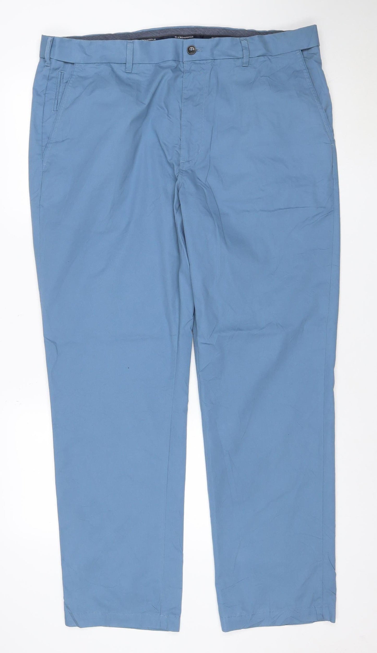 Marks and Spencer Blue Harbour Men's Blue Chino Trousers 40x31 Regular Fit