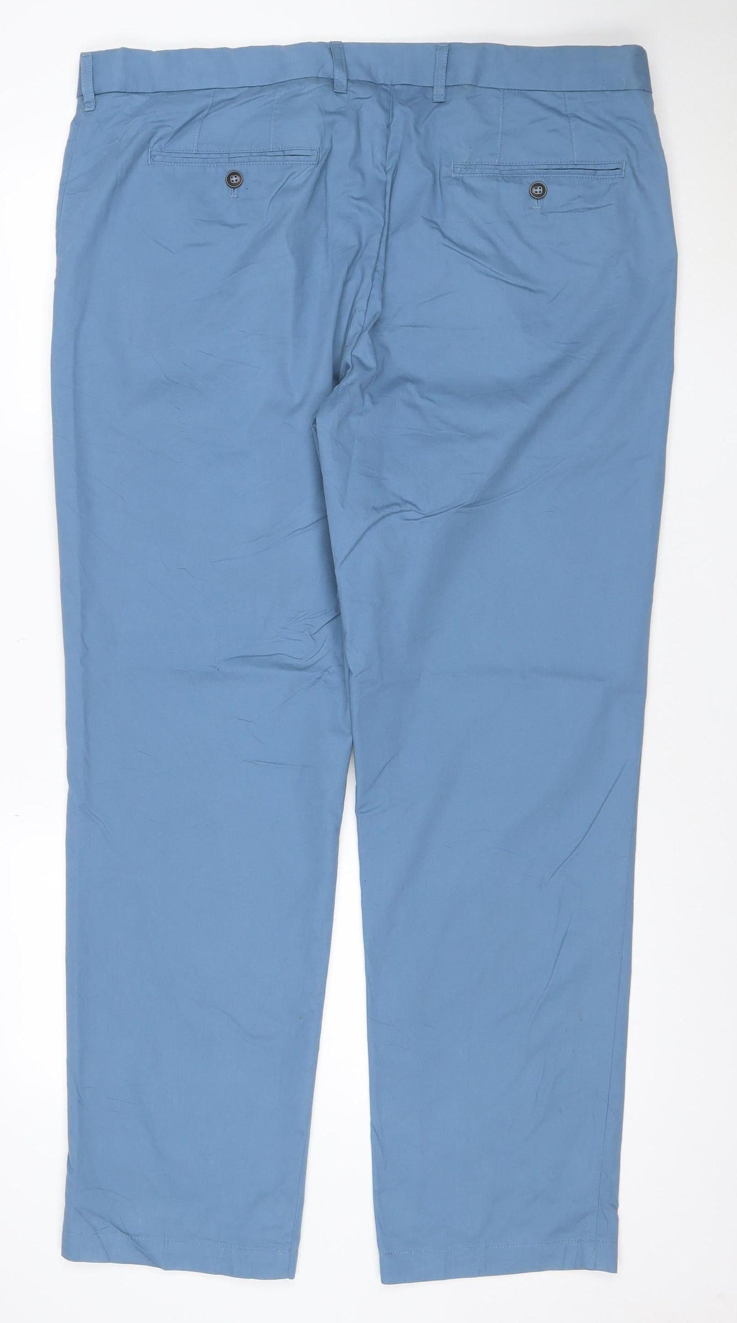 Marks and Spencer Blue Harbour Men's Blue Chino Trousers 40x31 Regular Fit