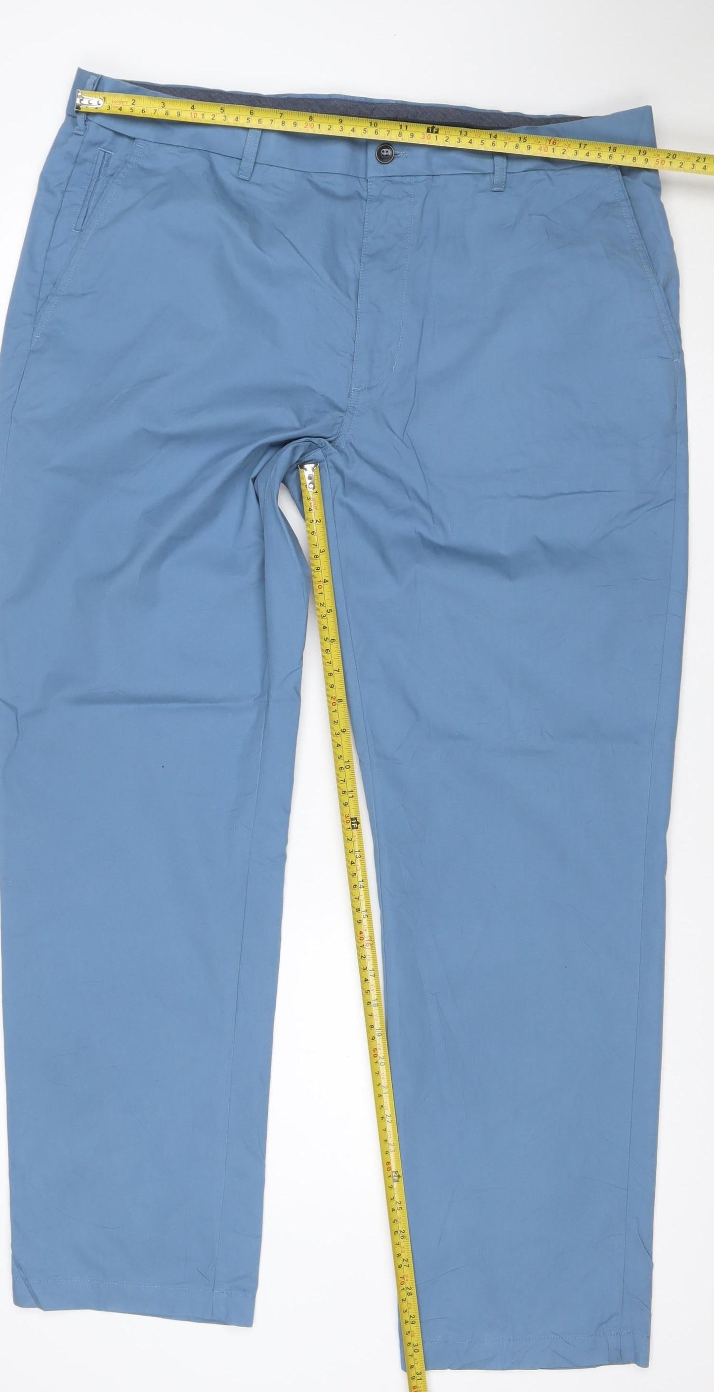 Marks and Spencer Blue Harbour Men's Blue Chino Trousers 40x31 Regular Fit