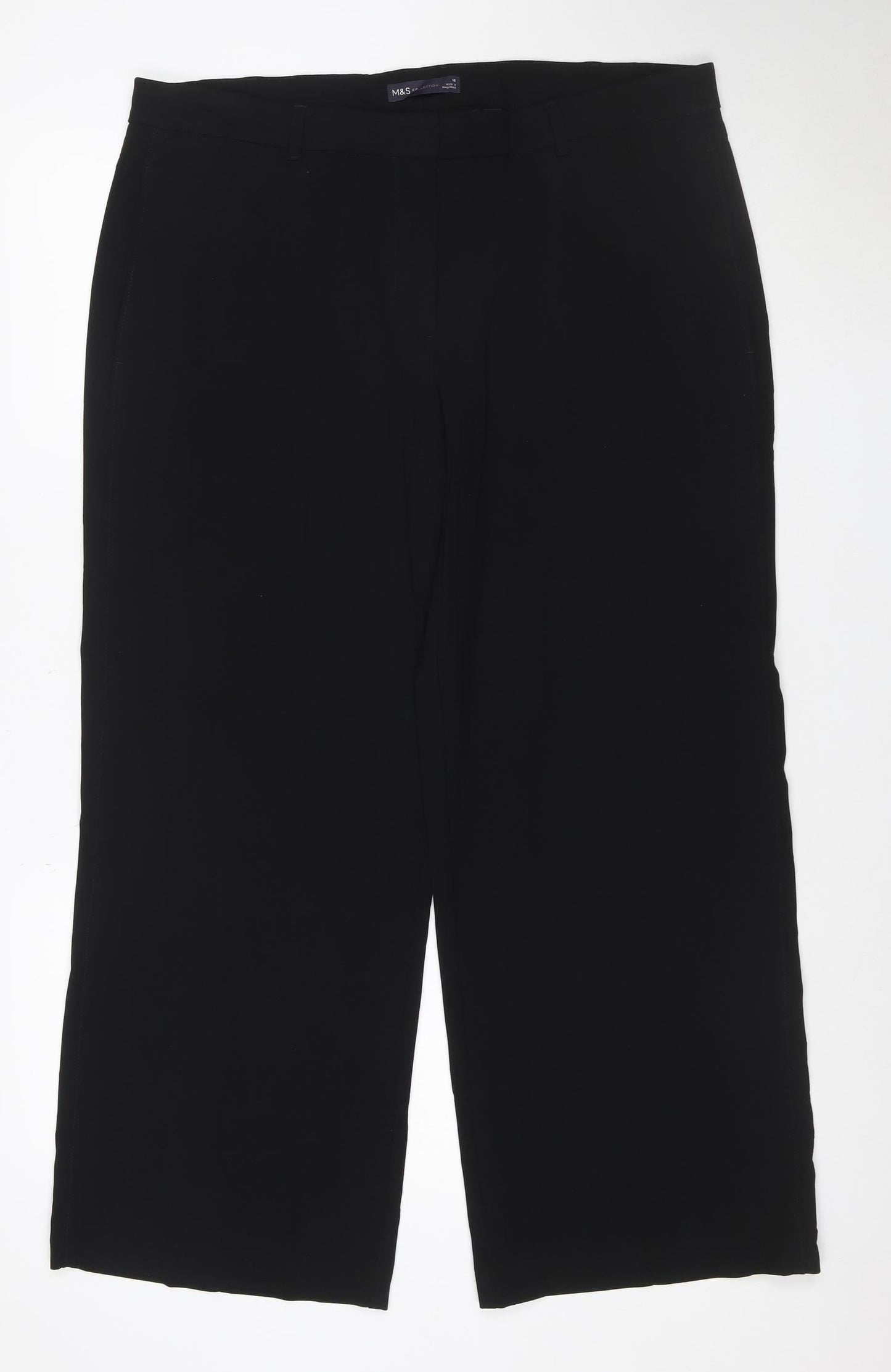 Marks and Spencer Women's Black Size 18 Stretch Straight Trousers