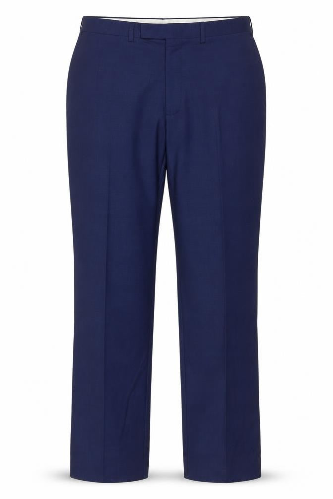 Marks & Spencer Men's Blue Wool Blend Tailored Dress Trousers 34W 33L