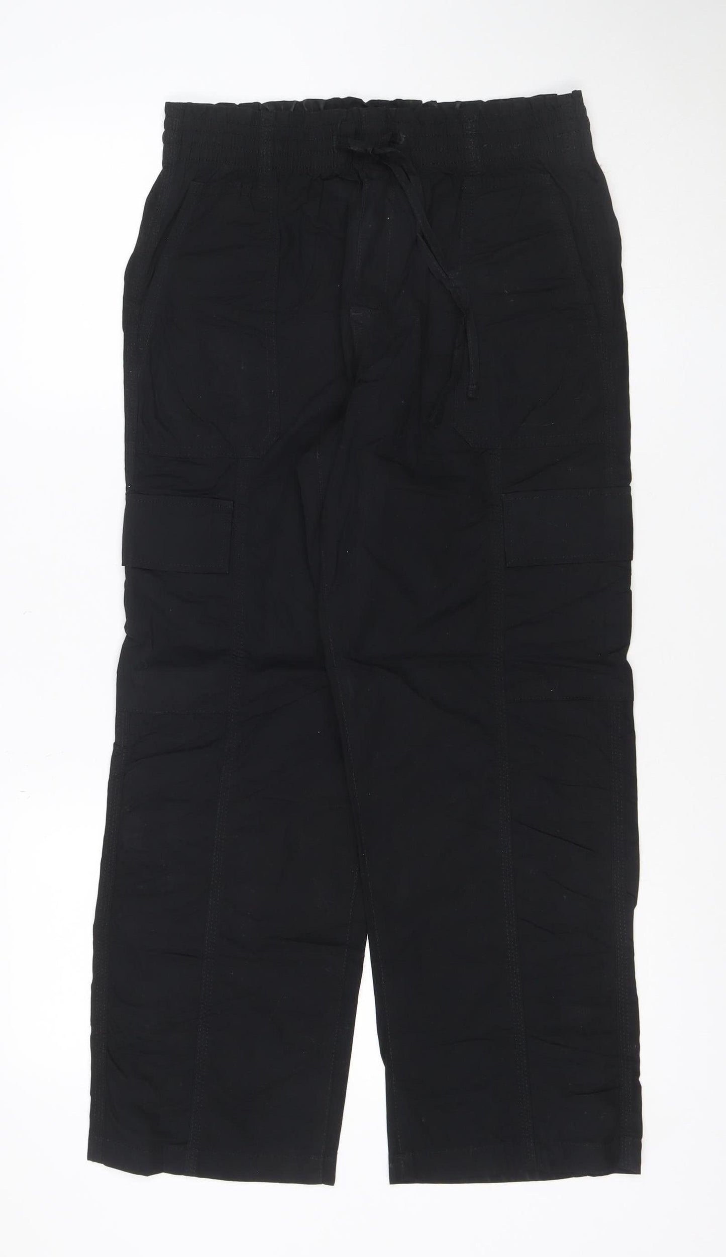 Marks and Spencer Womens Black Size 10 Short Cargo Trousers 100% Cotton