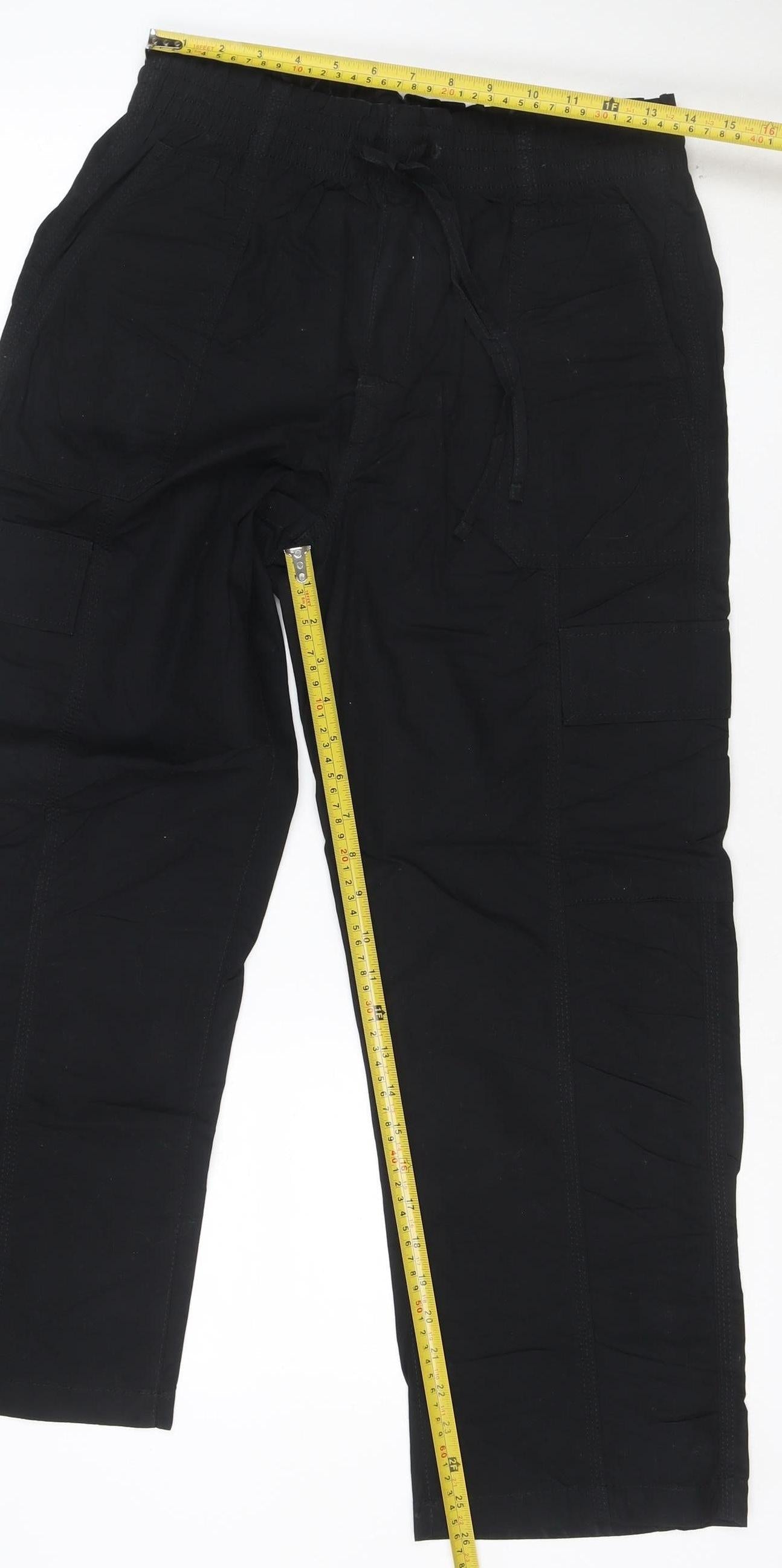 Marks and Spencer Womens Black Size 10 Short Cargo Trousers 100% Cotton