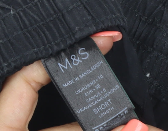 Marks and Spencer Womens Black Size 10 Short Cargo Trousers 100% Cotton