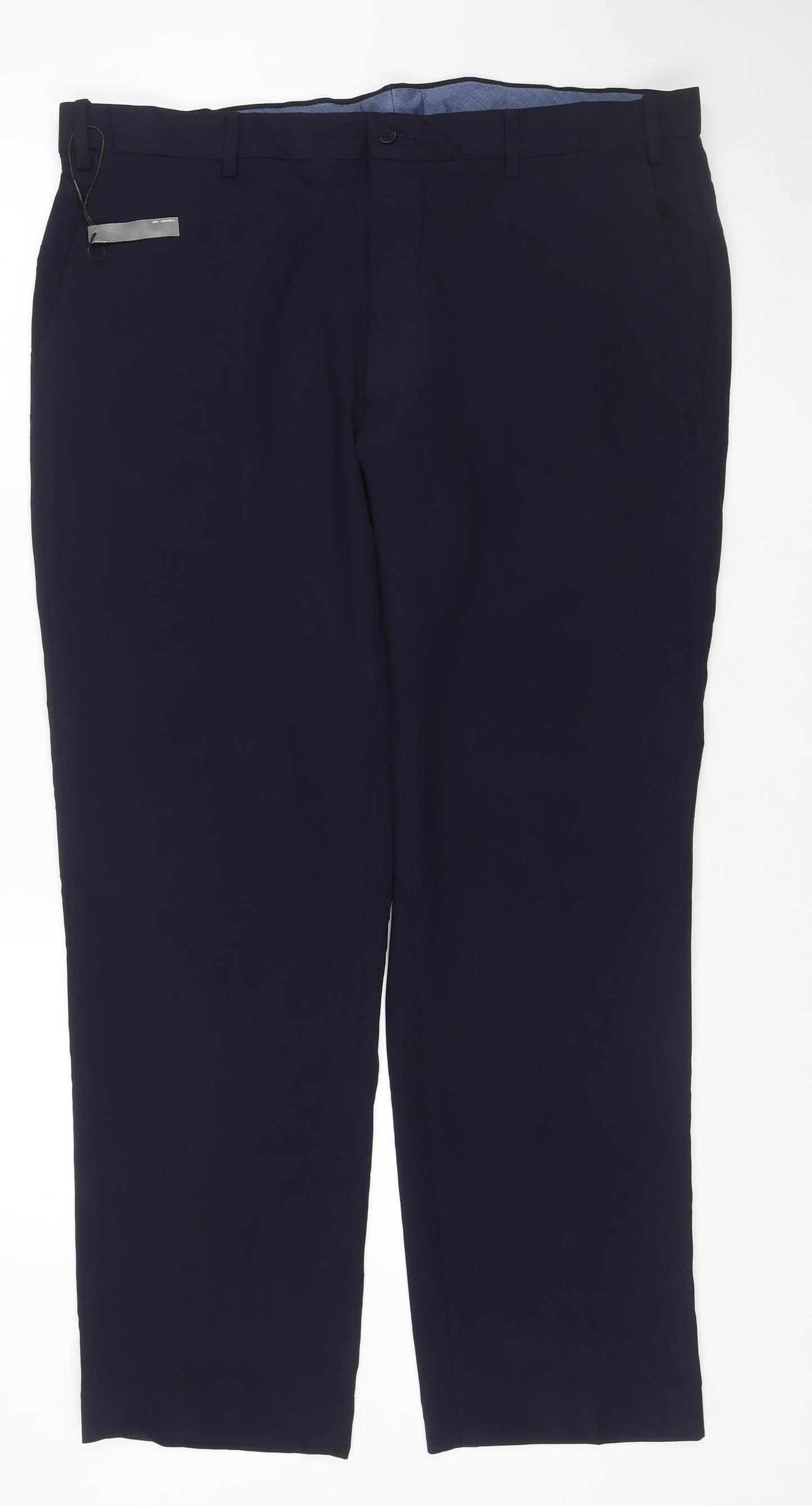 Marks and Spencer Mens Navy Regular Fit Dress Trousers 40W 31L
