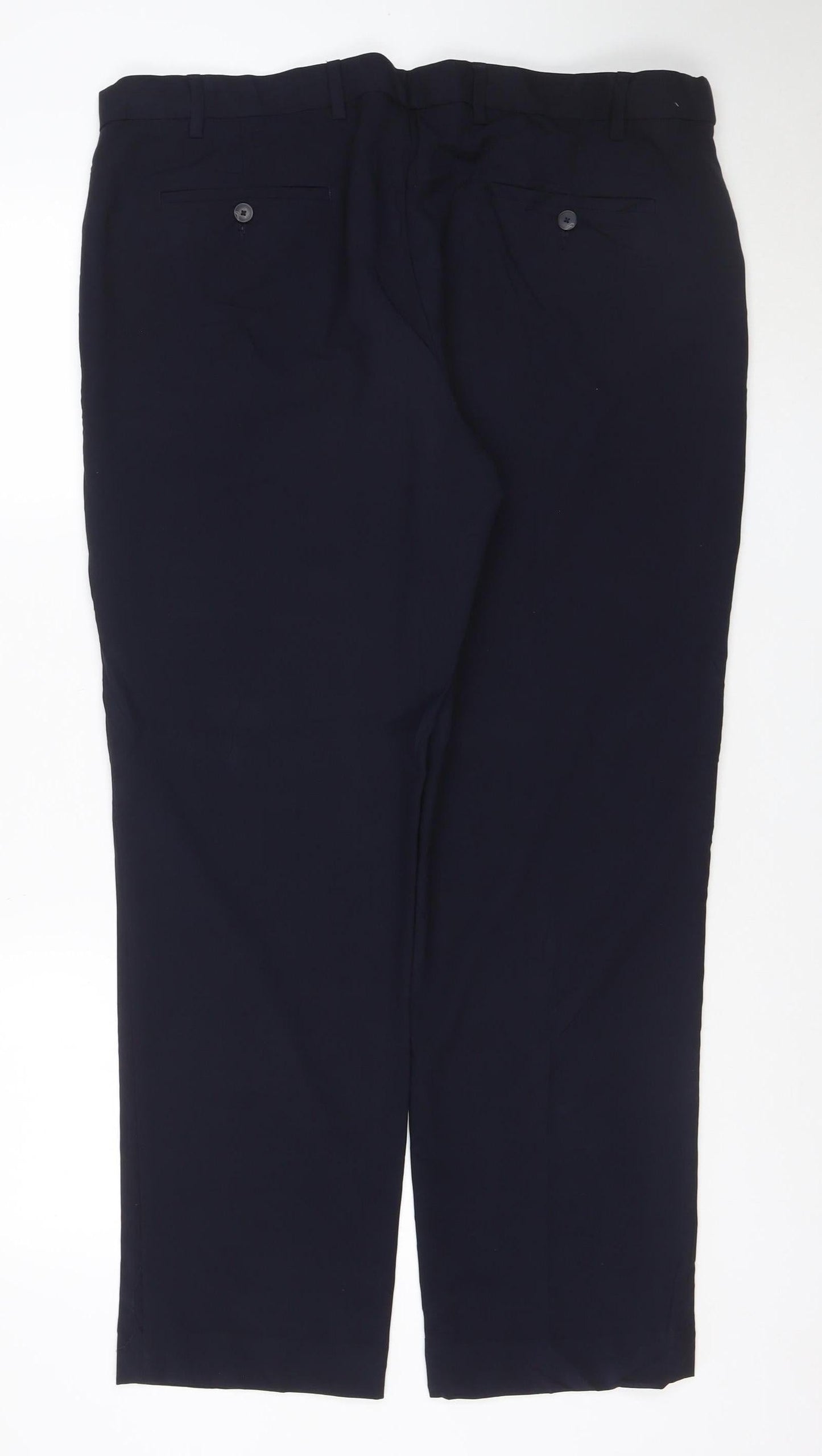 Marks and Spencer Mens Navy Regular Fit Dress Trousers 40W 31L