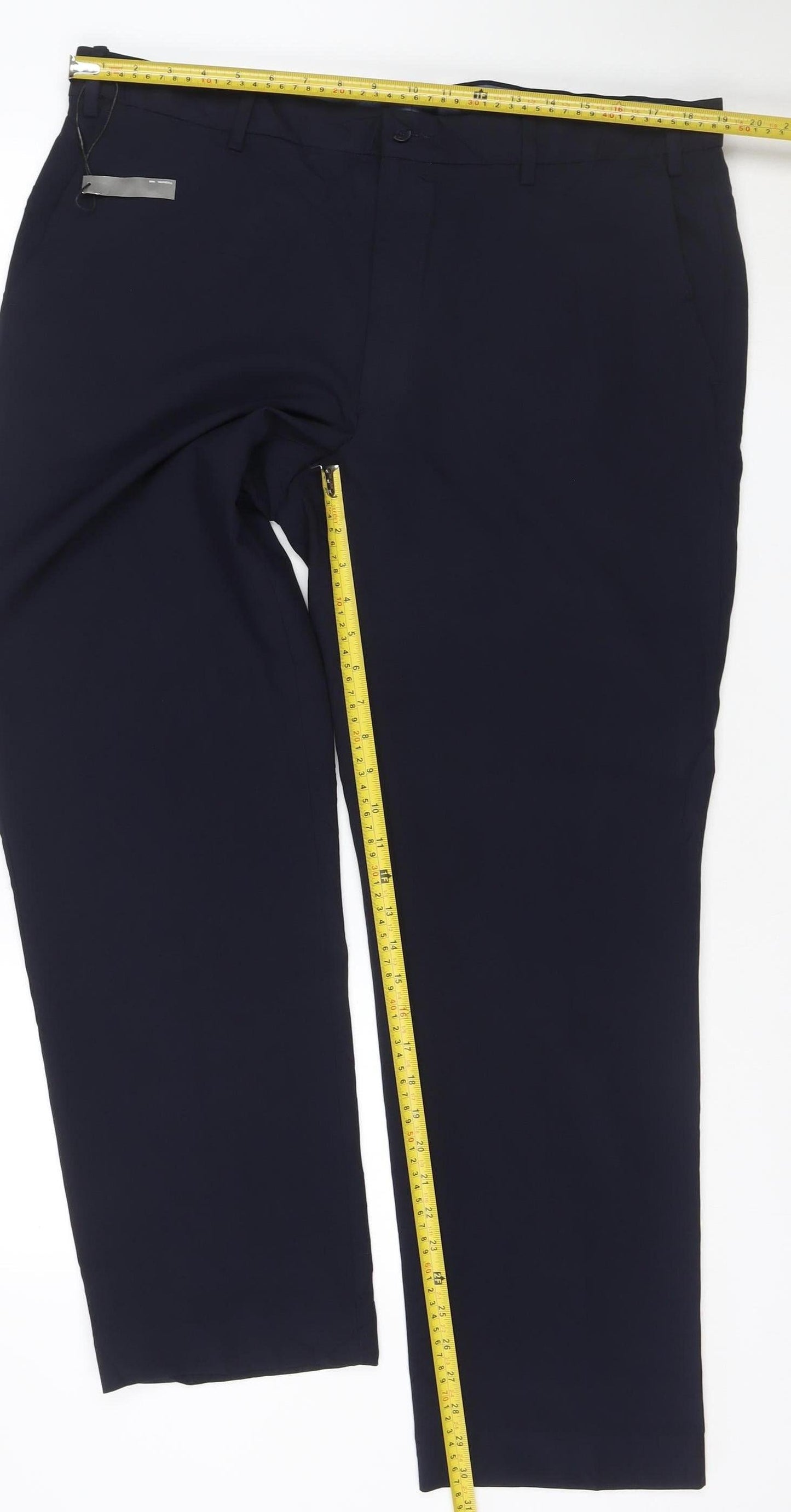 Marks and Spencer Mens Navy Regular Fit Dress Trousers 40W 31L