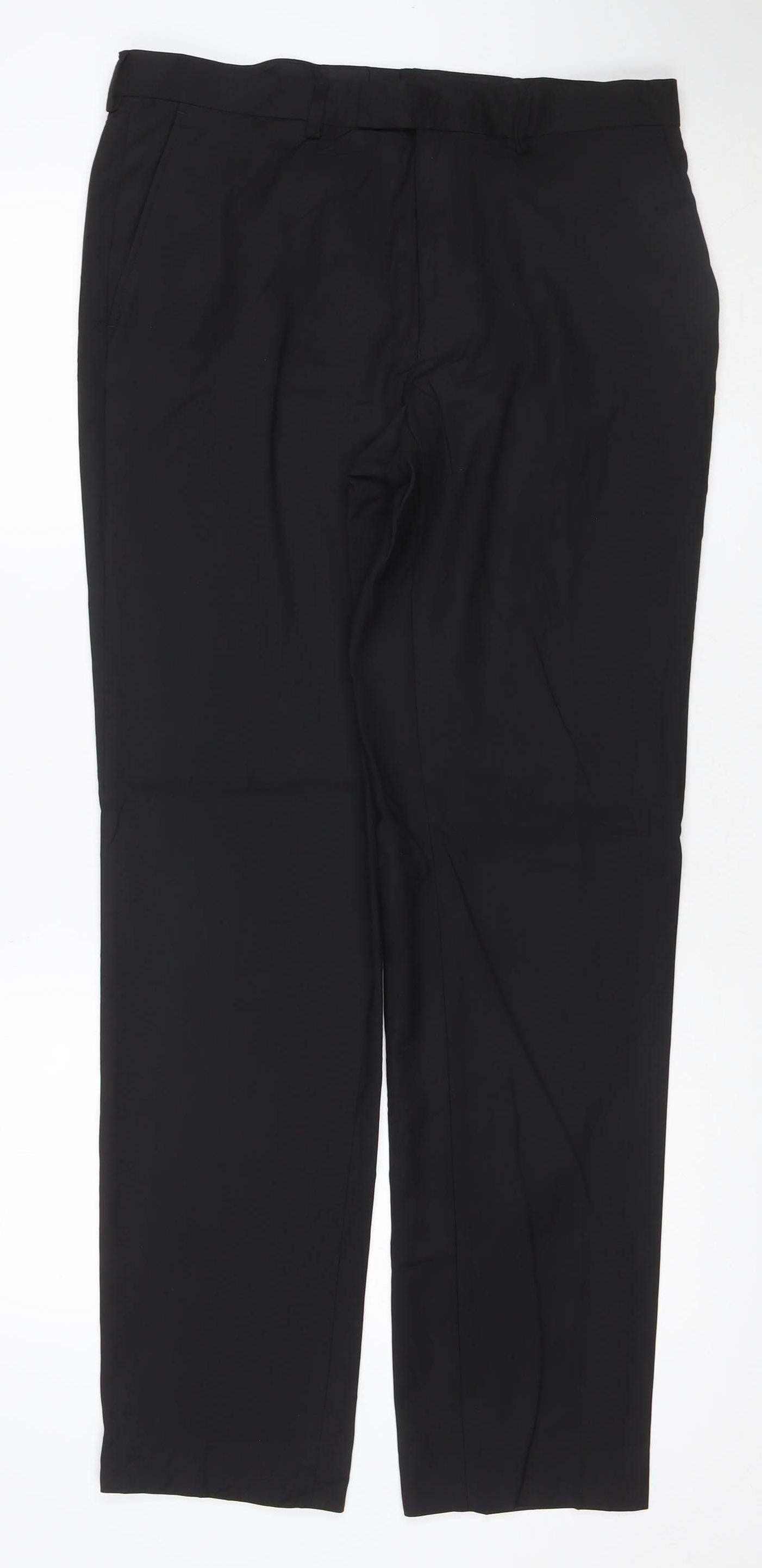 Marks and Spencer Men's Black Slim Fit Dress Trousers 34x33