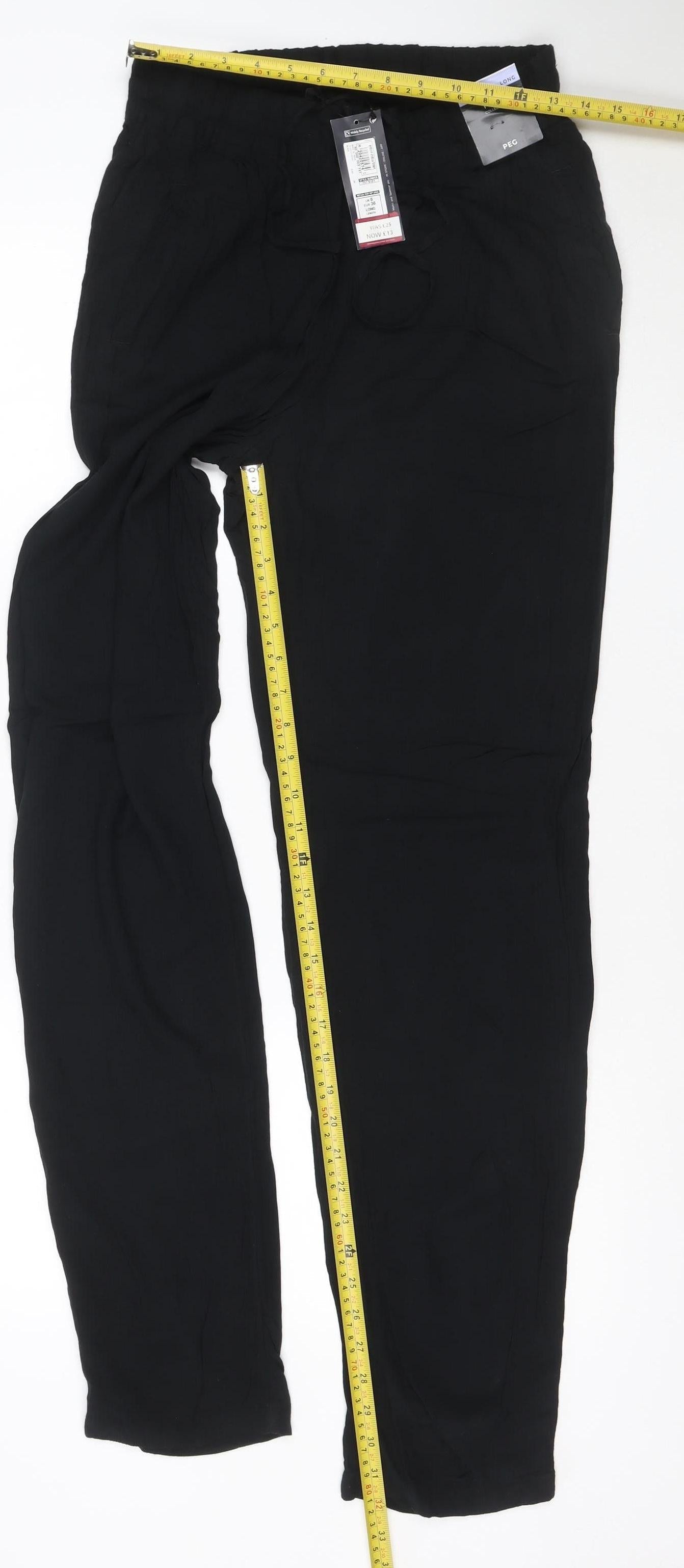 Marks and Spencer Women’s Black Size 8 Long Peg Trousers Viscose