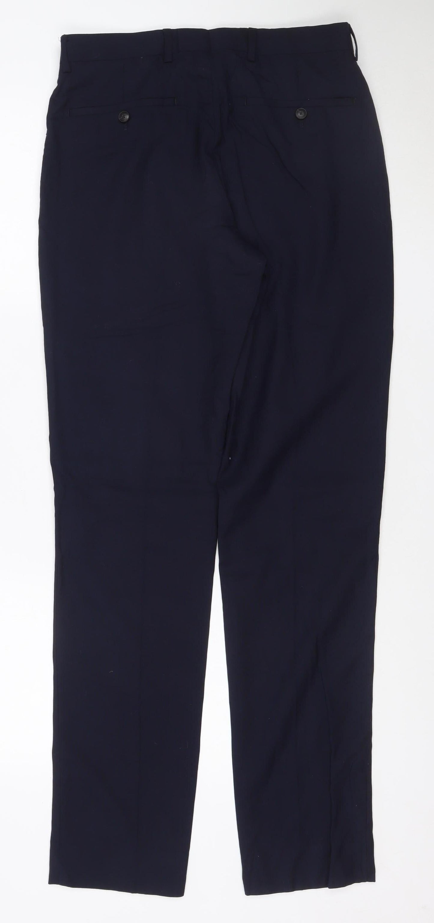 Marks and Spencer Men's Blue Slim Fit Wool Dress Trousers 30/33
