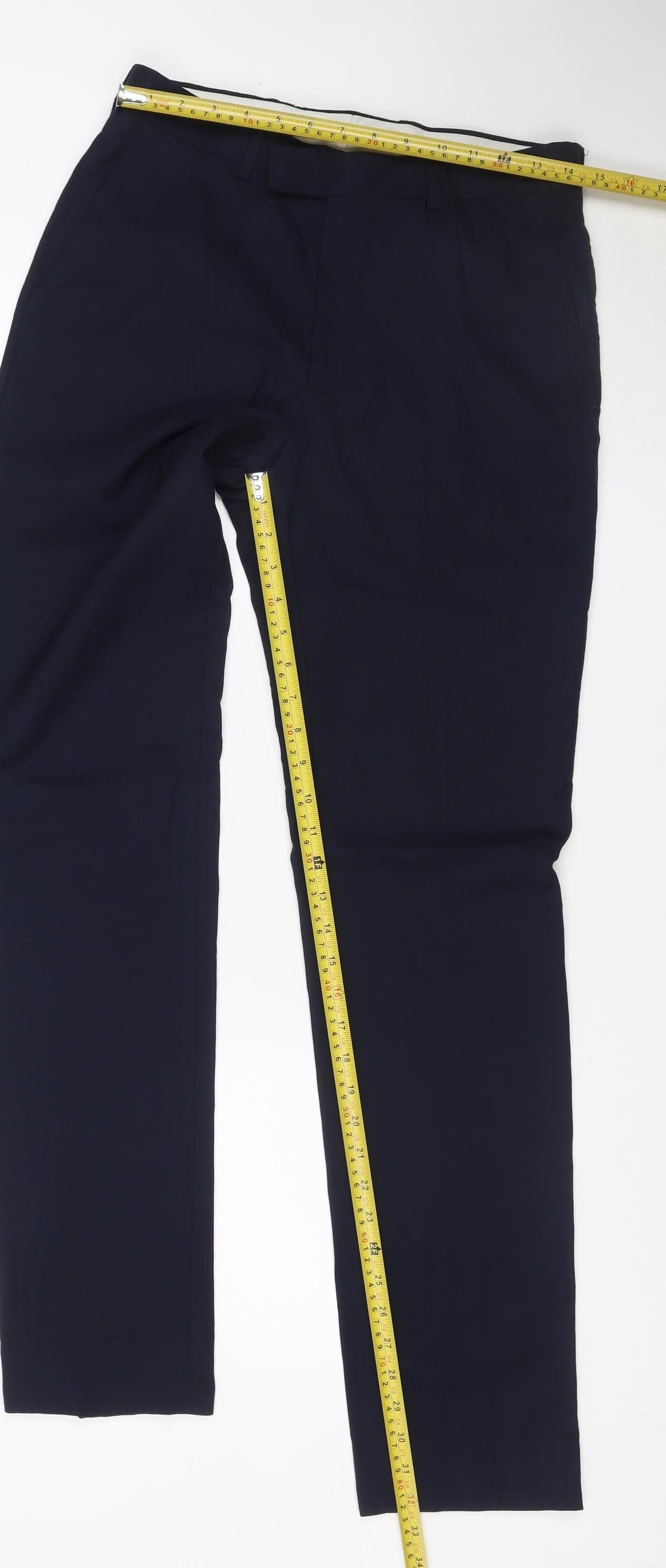 Marks and Spencer Men's Blue Slim Fit Wool Dress Trousers 30/33