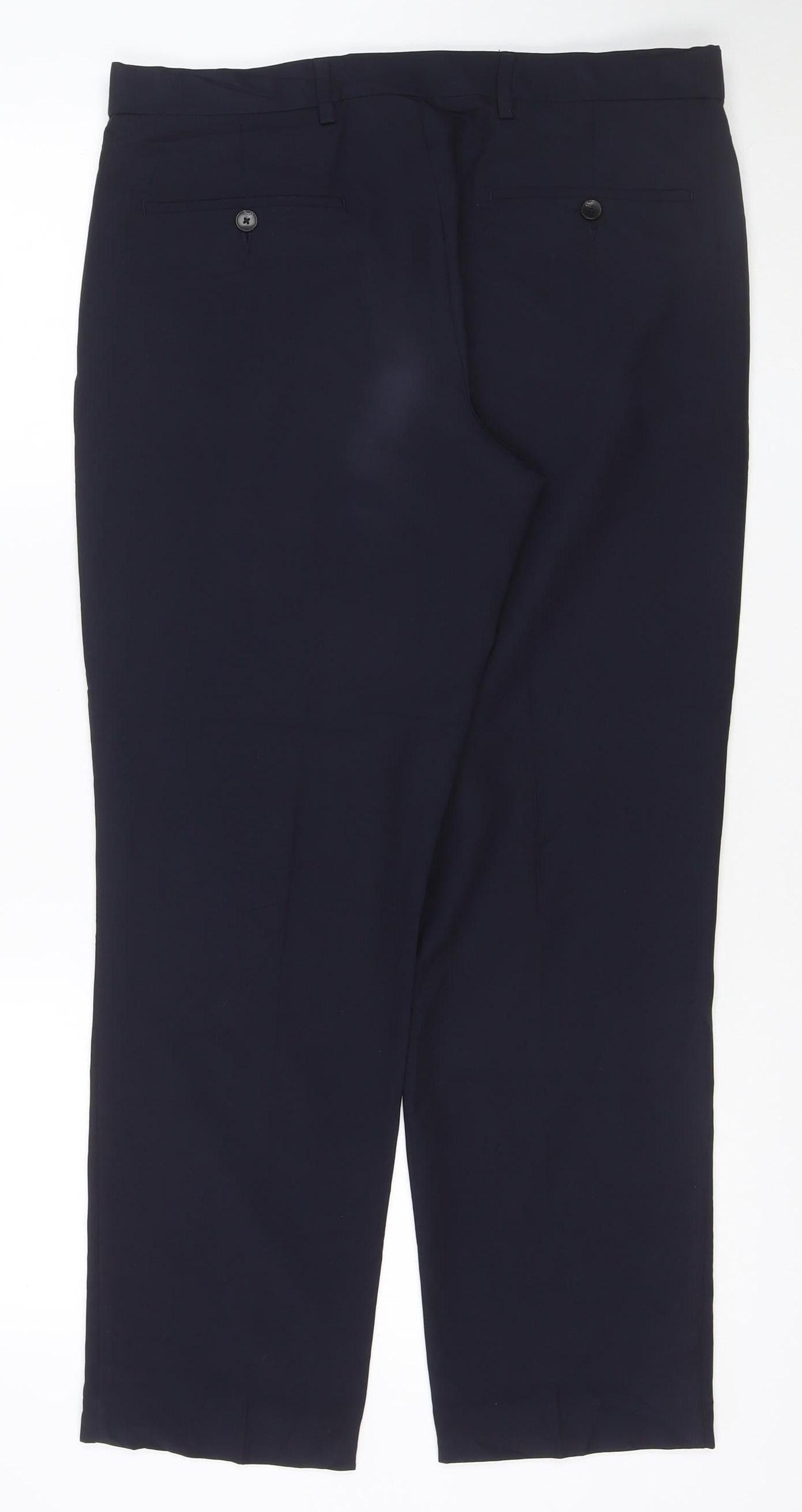 Marks and Spencer Men's Black 34S Regular Fit Dress Trousers